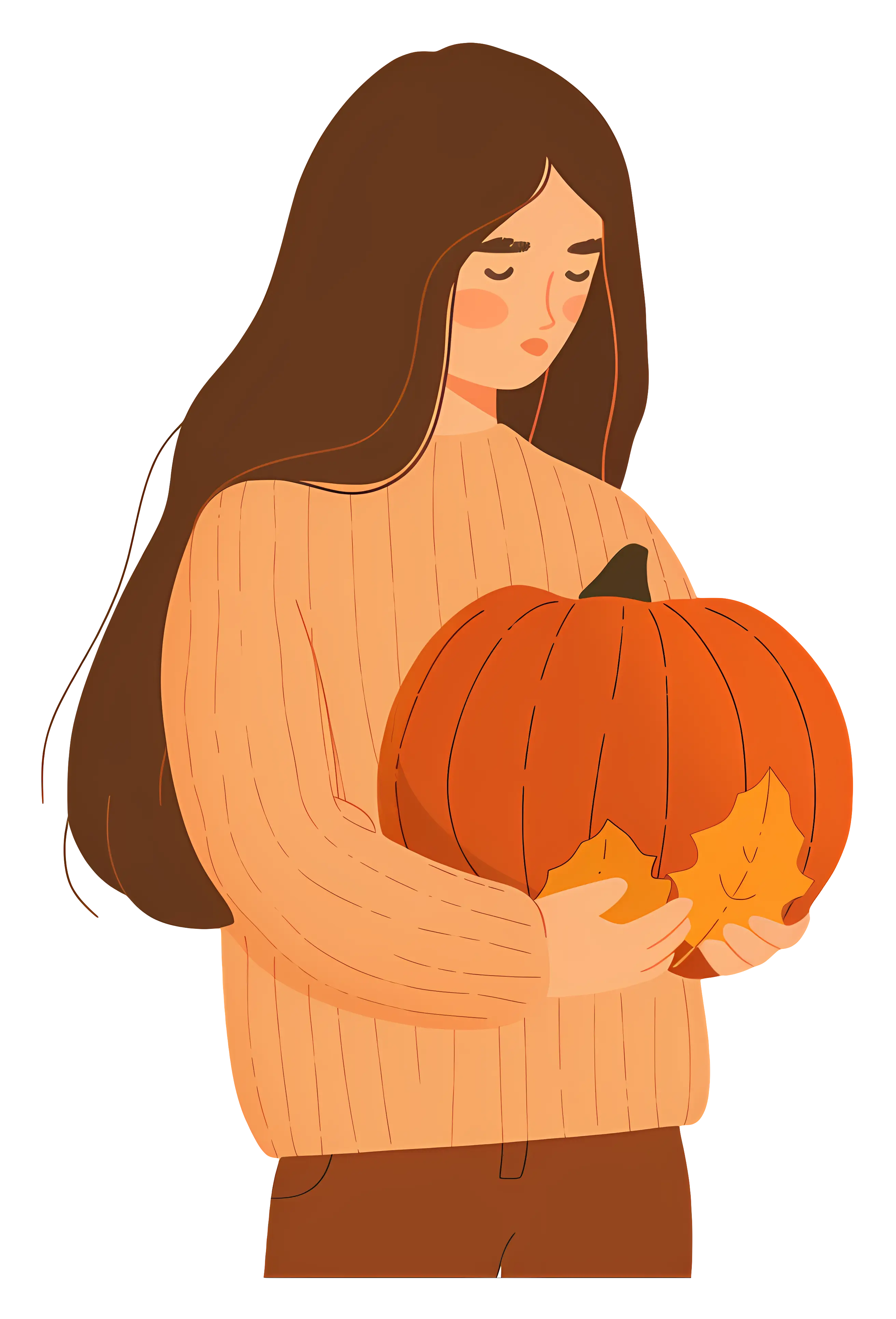 Girl Holding a Pumpkin in Autumn