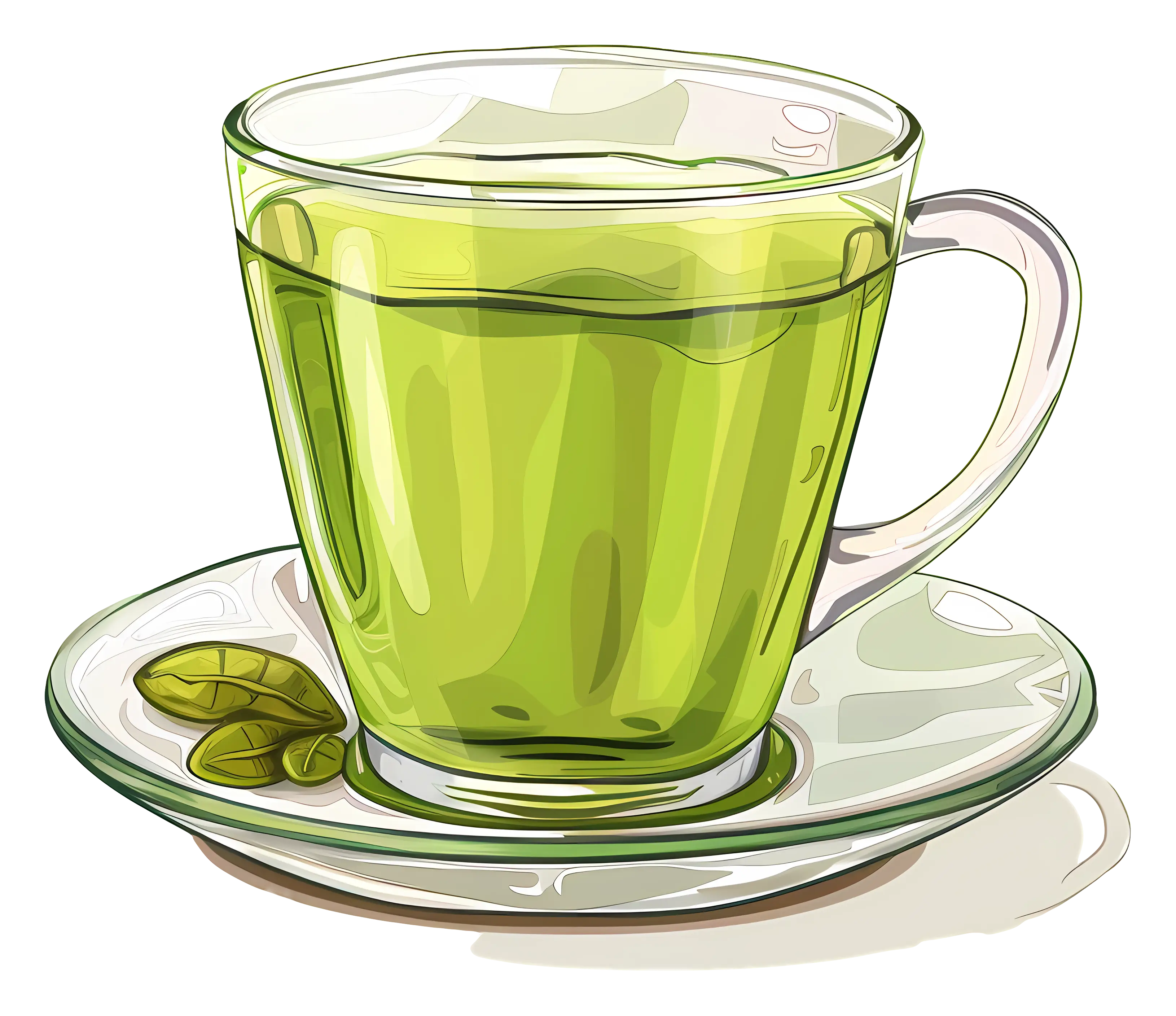 Green Tea in a Glass Cup Illustration