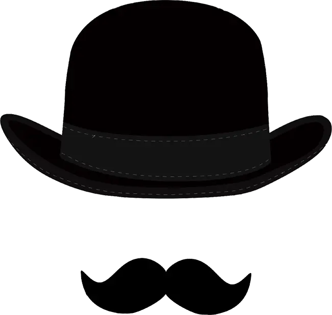 Black Bowler Hat and Mustache Illustration