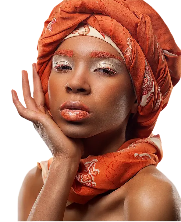 Stylish Woman with Orange Headscarf