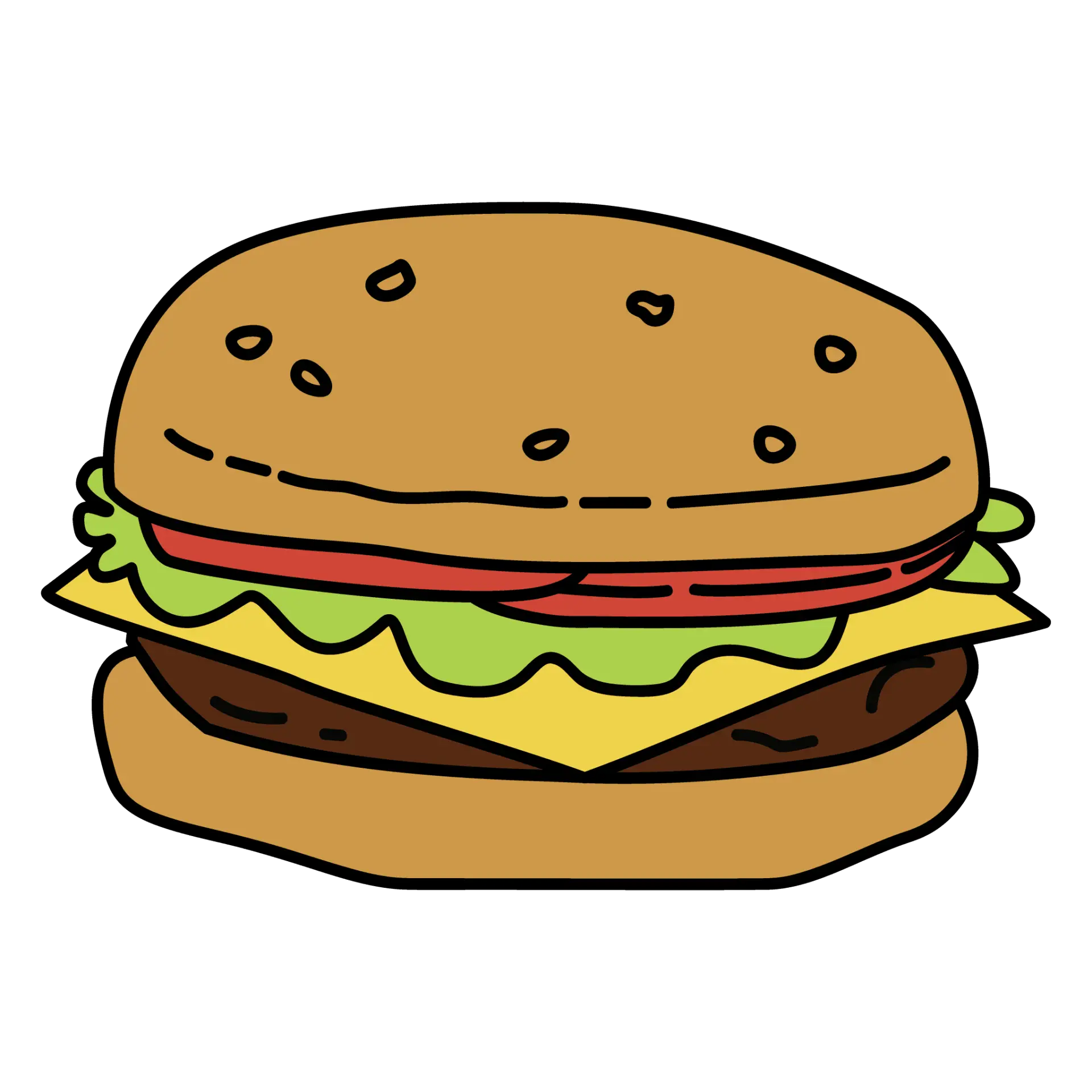 Cartoon Illustration of a Juicy Cheeseburger