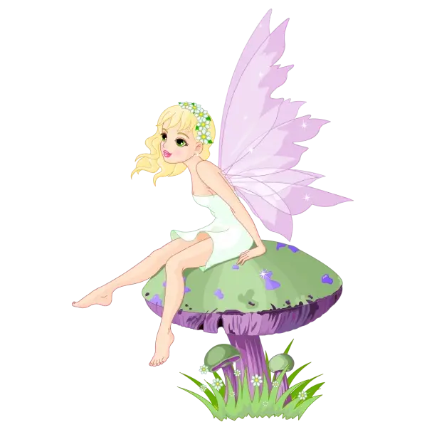 Fairy Sitting on Mushroom in Magical Illustration