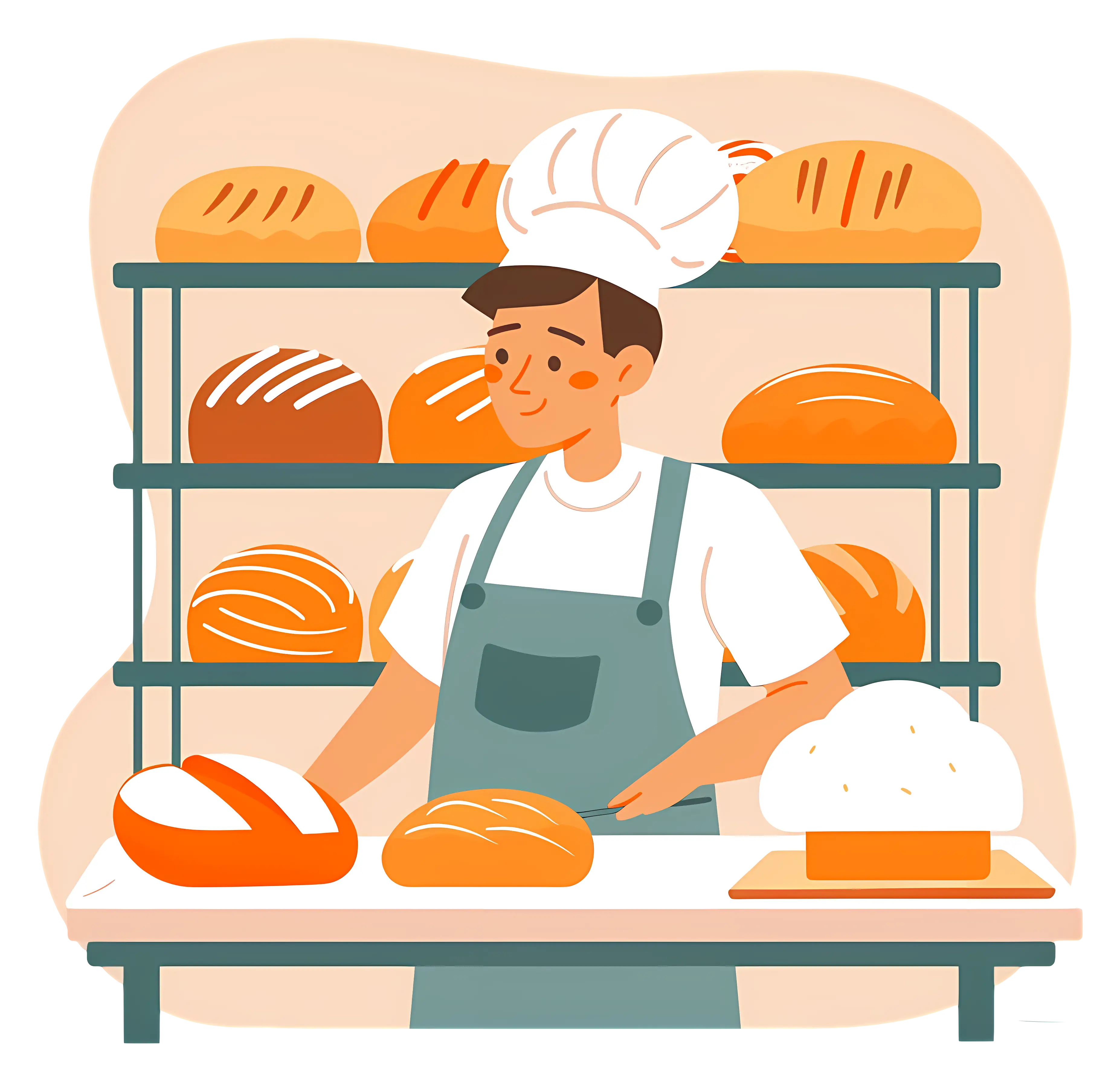 Baker with Bread Display