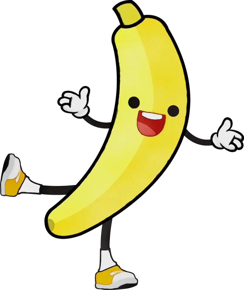 Cartoon Banana Character Waving Happily