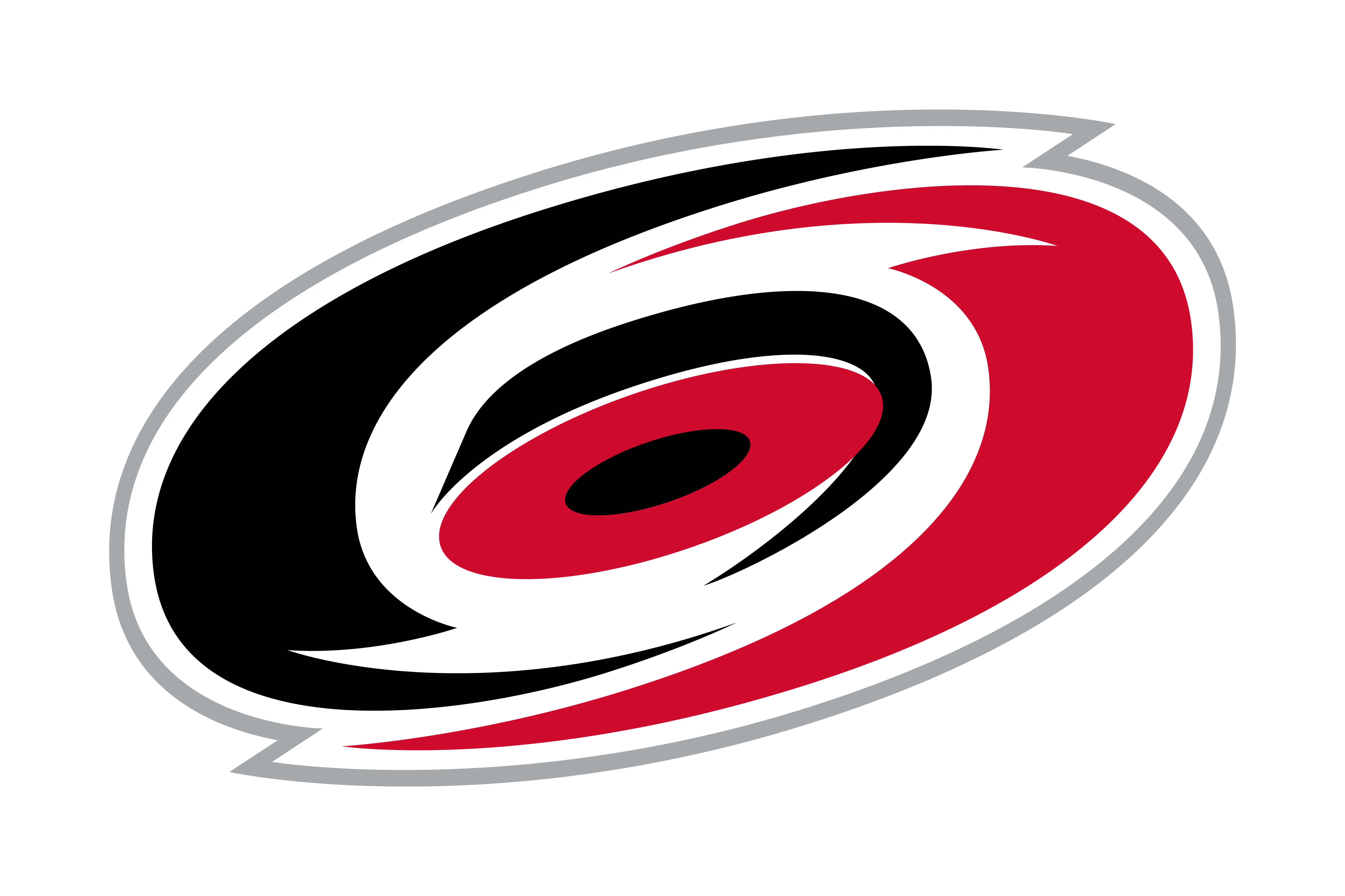 Red and Black Logo with Swirl Design
