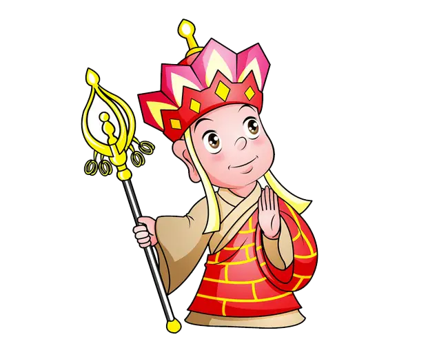 Cartoon Monk with Staff