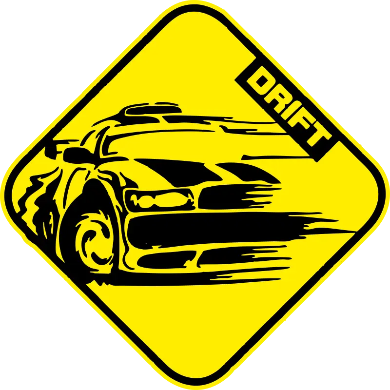 Yellow Drift Car Sign