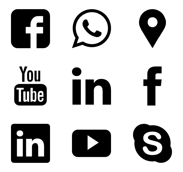 Black and White Social Media Icons
