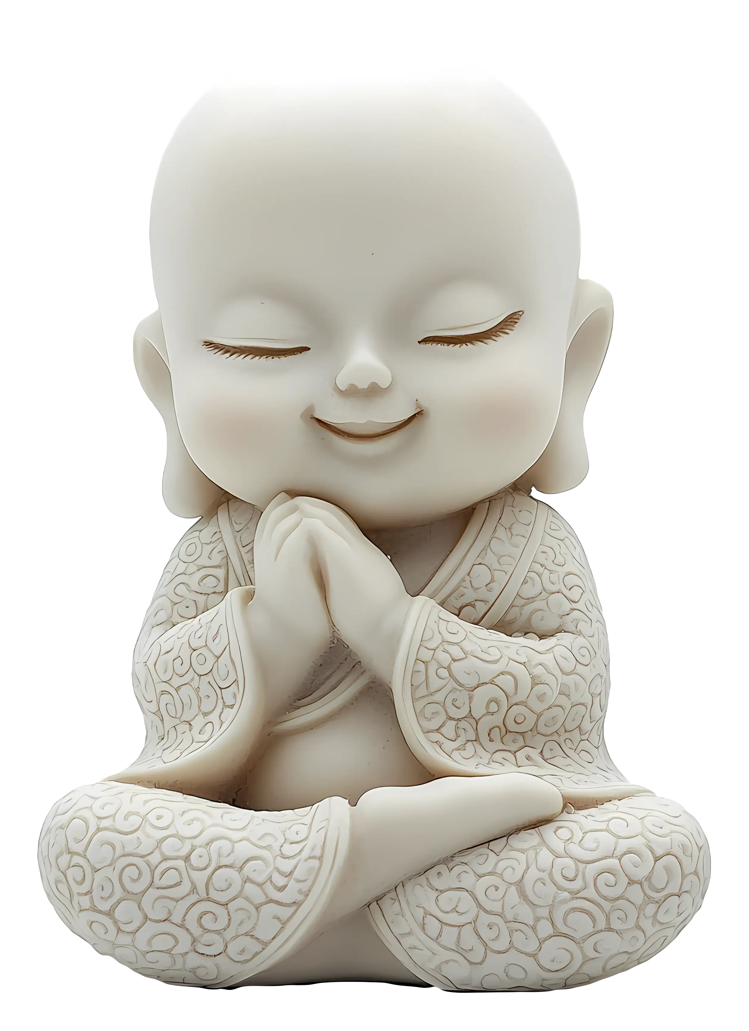 Peaceful Miniature Monk Figurine Smiling