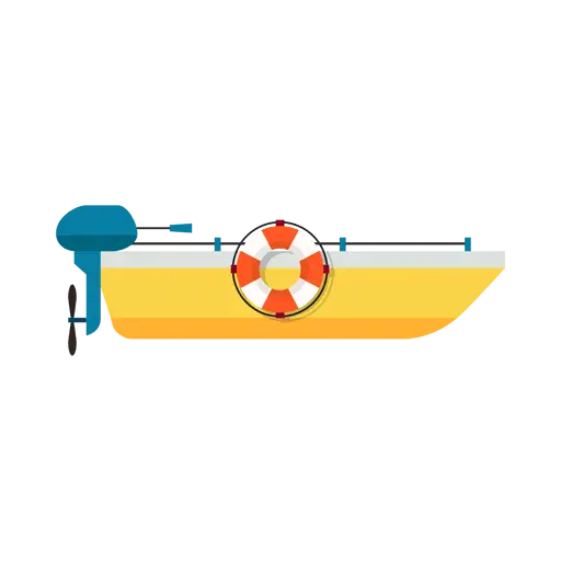 Yellow Boat with Lifebuoy