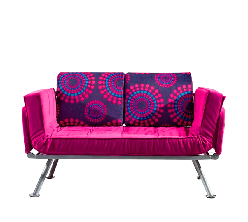 Modern Pink Sofa with Patterned Cushions