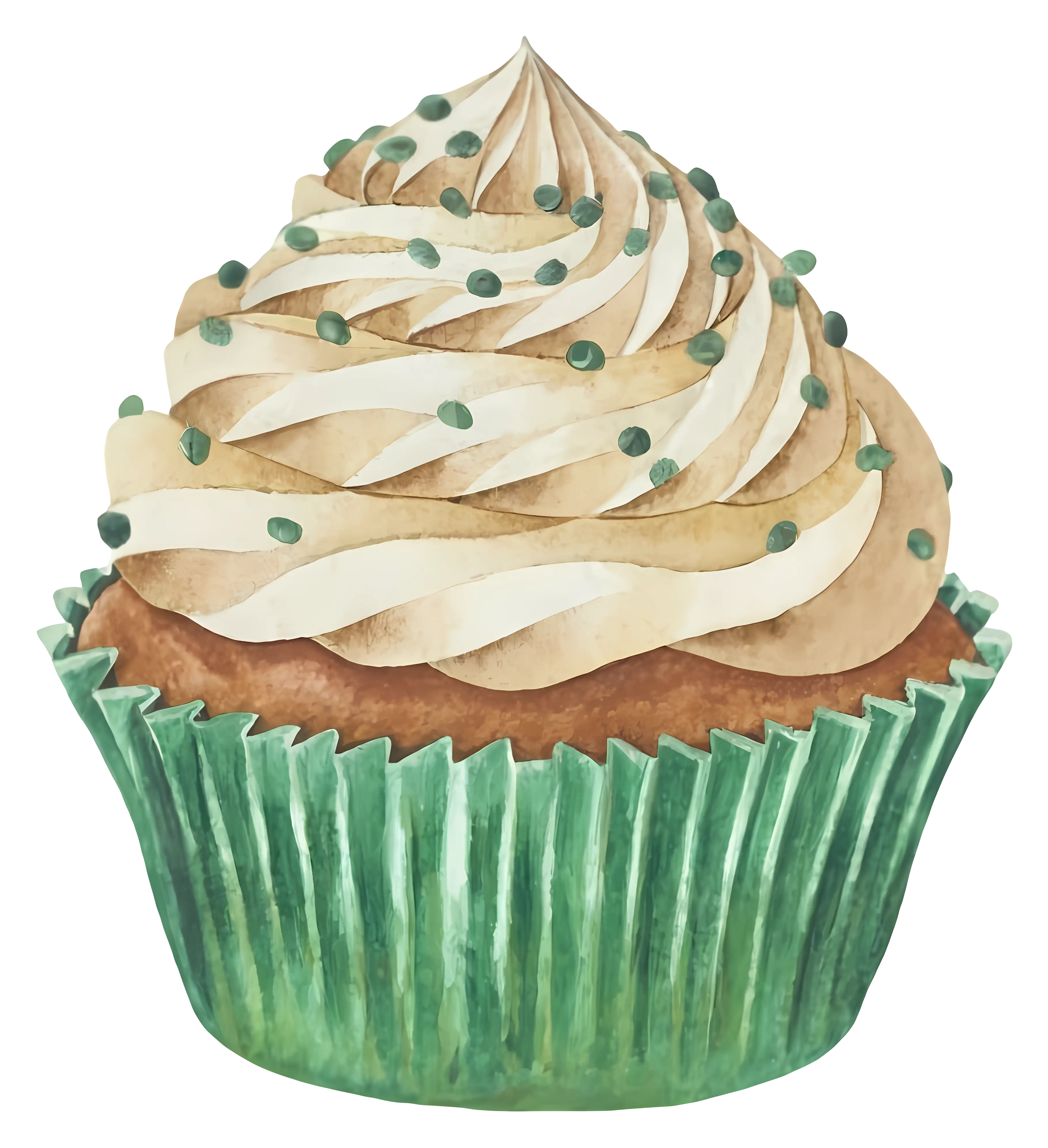 Cupcake with cream frosting and sprinkles