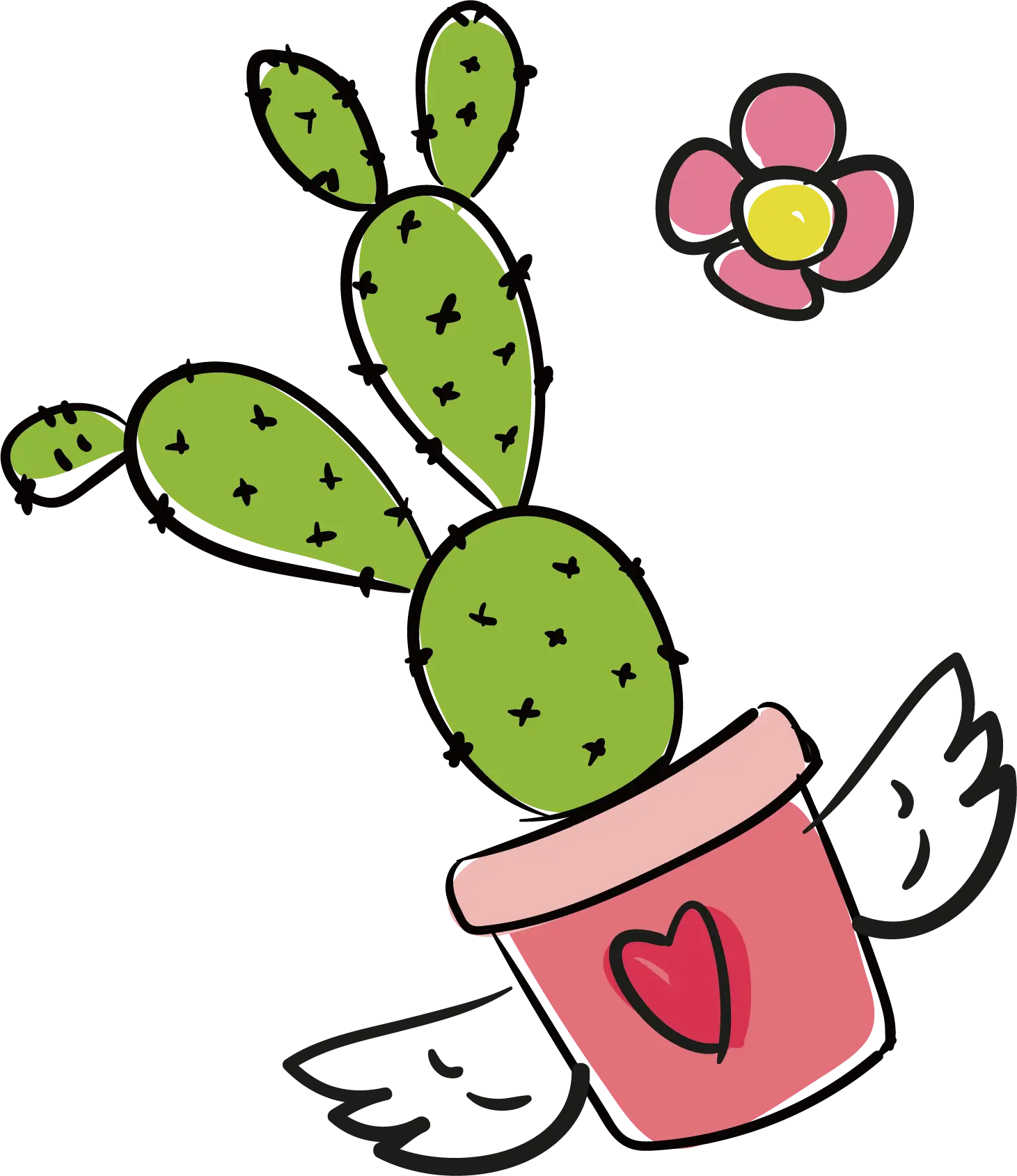 Cute Cactus in a Pot with Flower