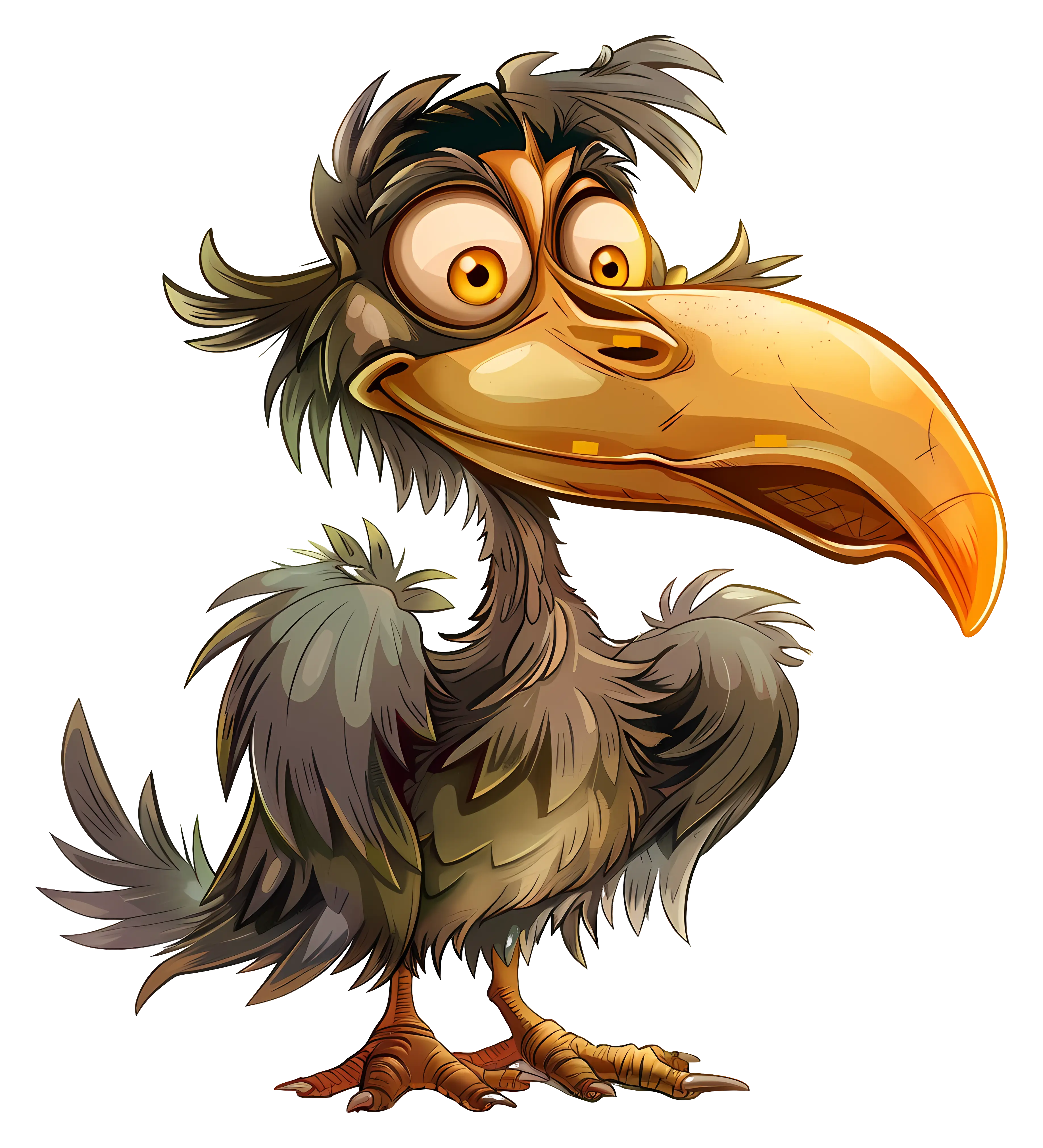 Funny Cartoon Bird with Big Beak