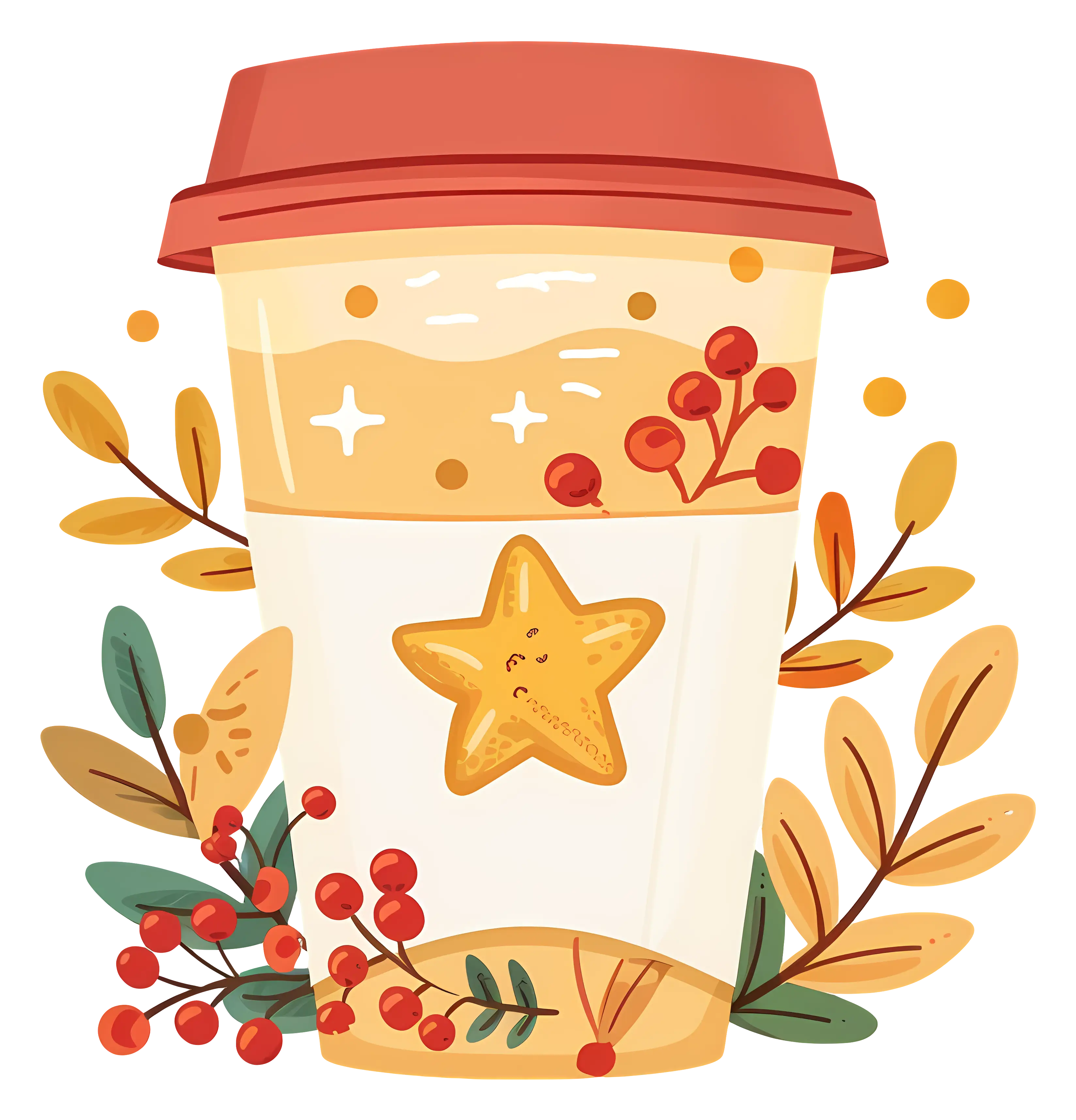 Autumn Coffee Cup with Star