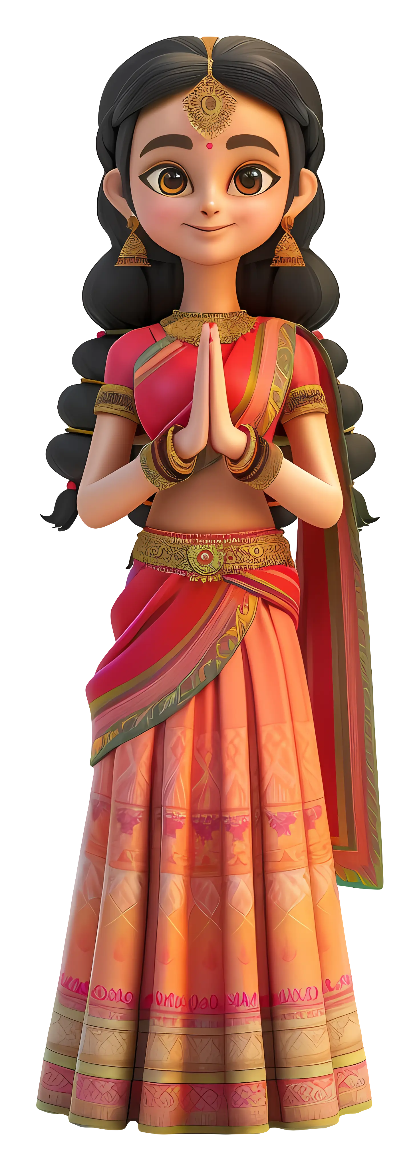 Animated Girl in Traditional Attire