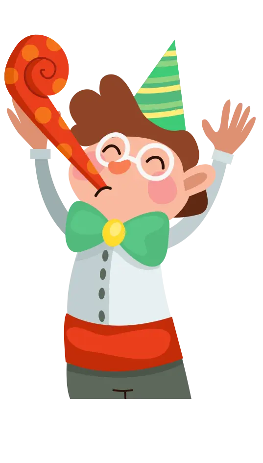 Cartoon Party Boy Celebrating