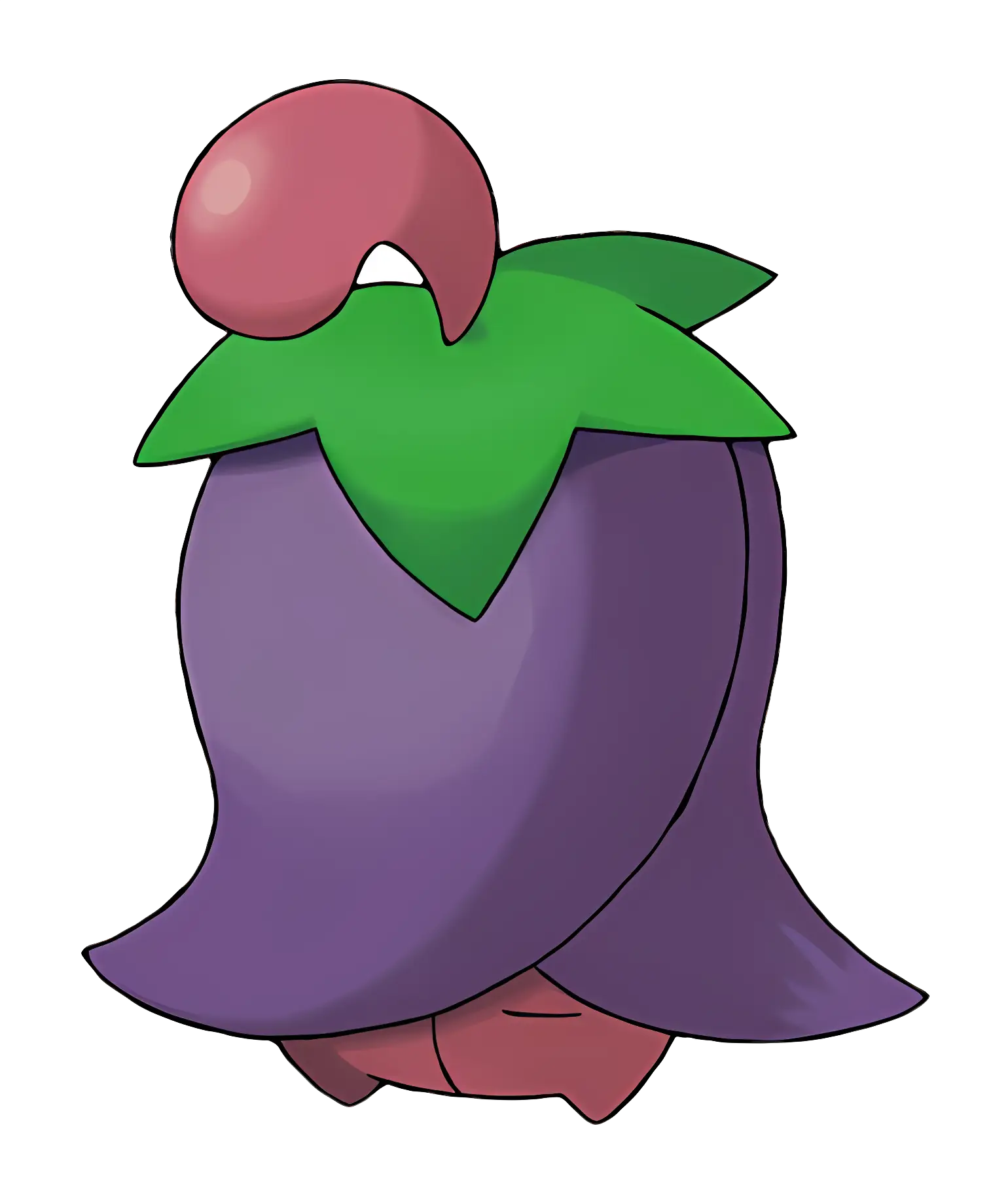 Purple Cartoon Character with Green Leaf