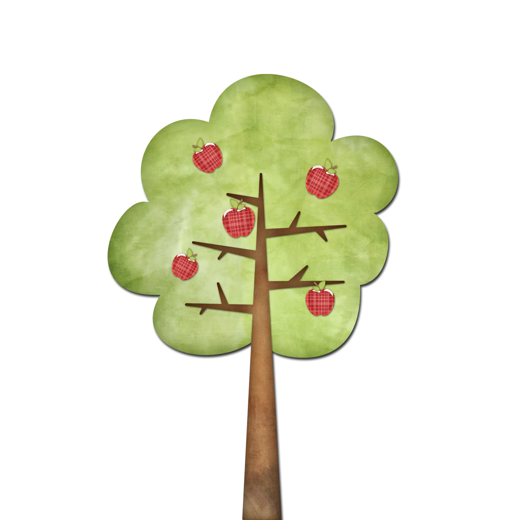 Cartoon Apple Tree with Red Apples
