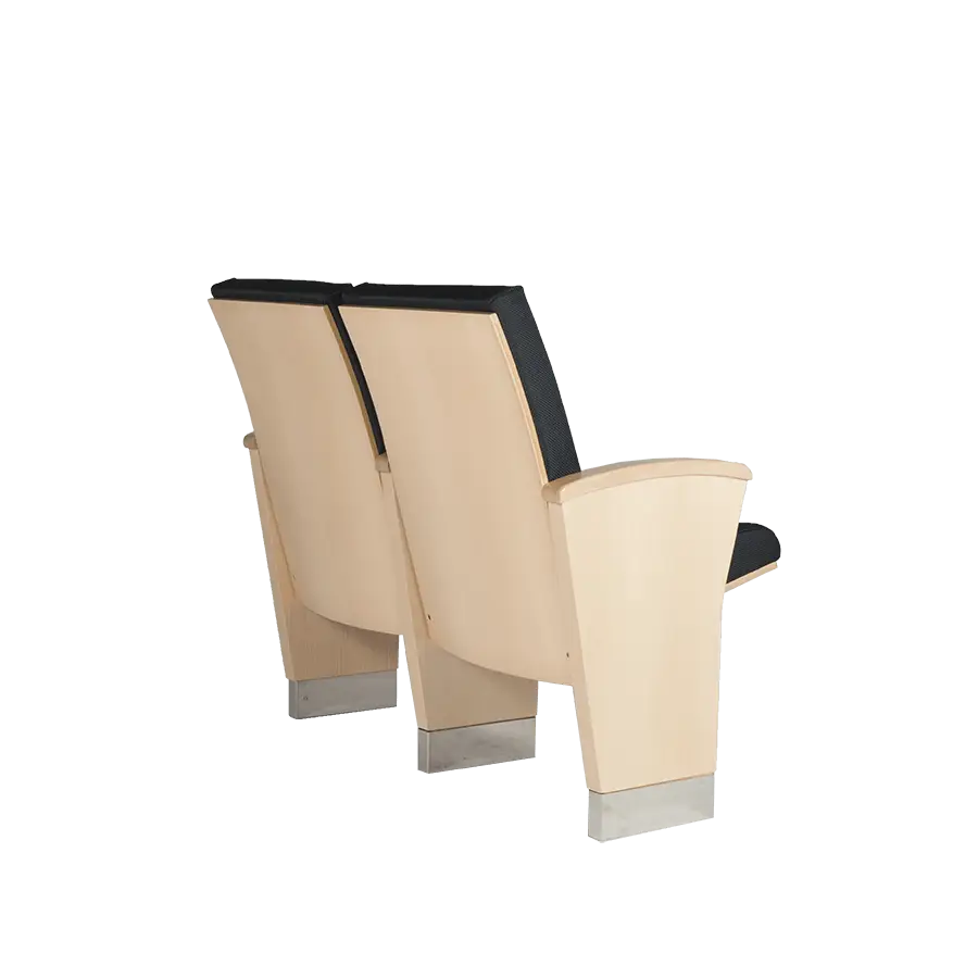 Wooden Auditorium Chairs With Black Cushions