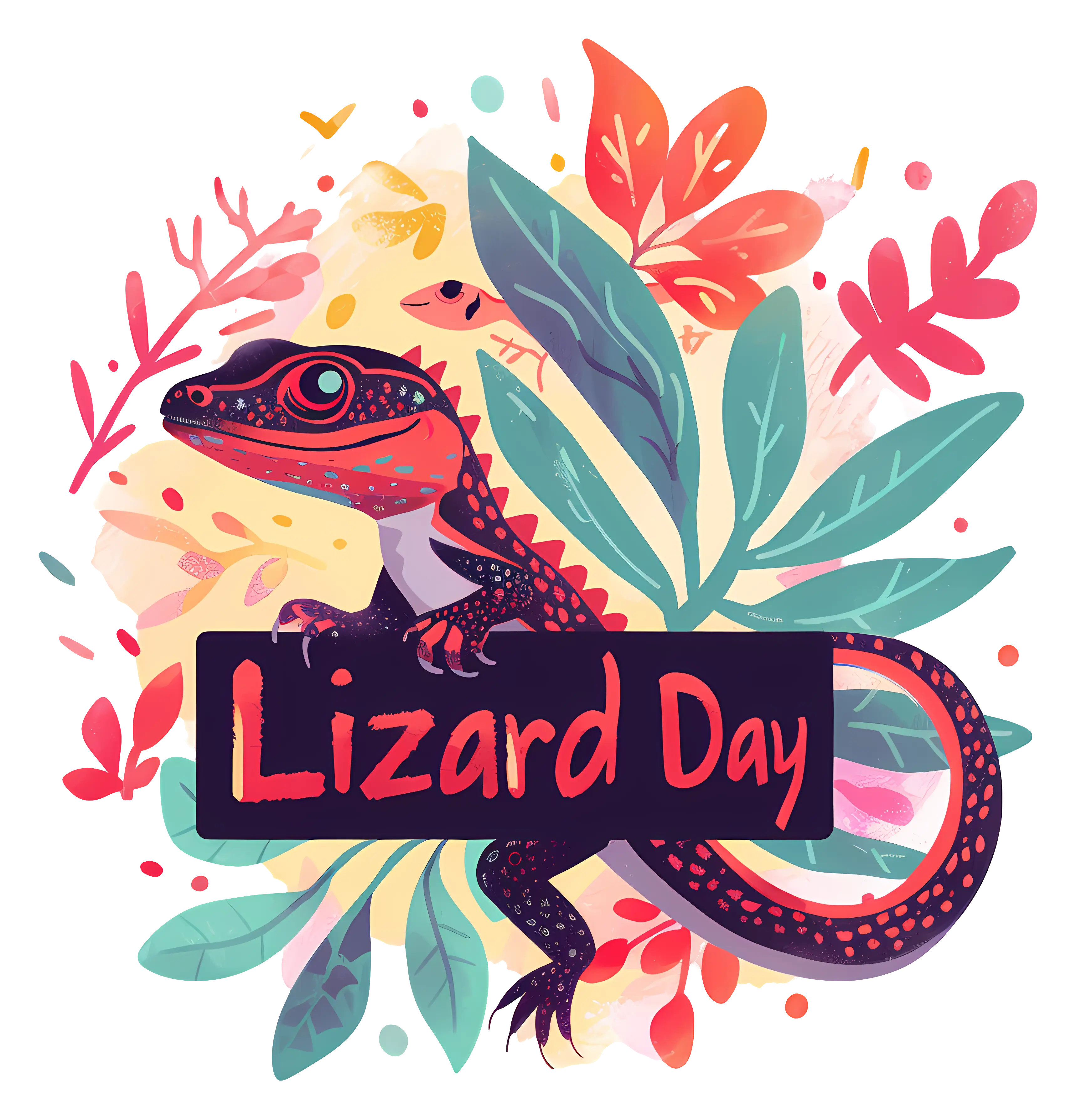 Illustration for Lizard Day with vibrant colors