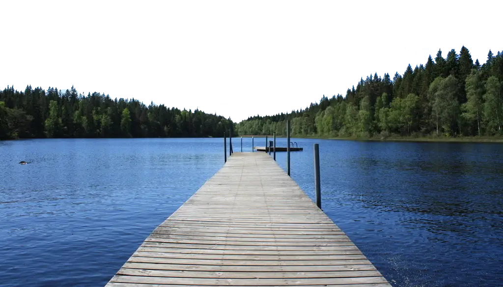 Scenic Lake with Wooden Dock
