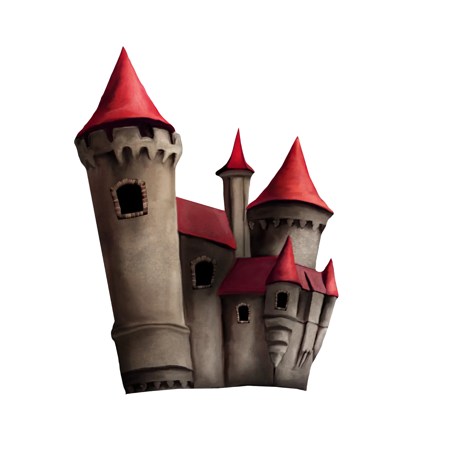 Medieval Castle with Red Towers