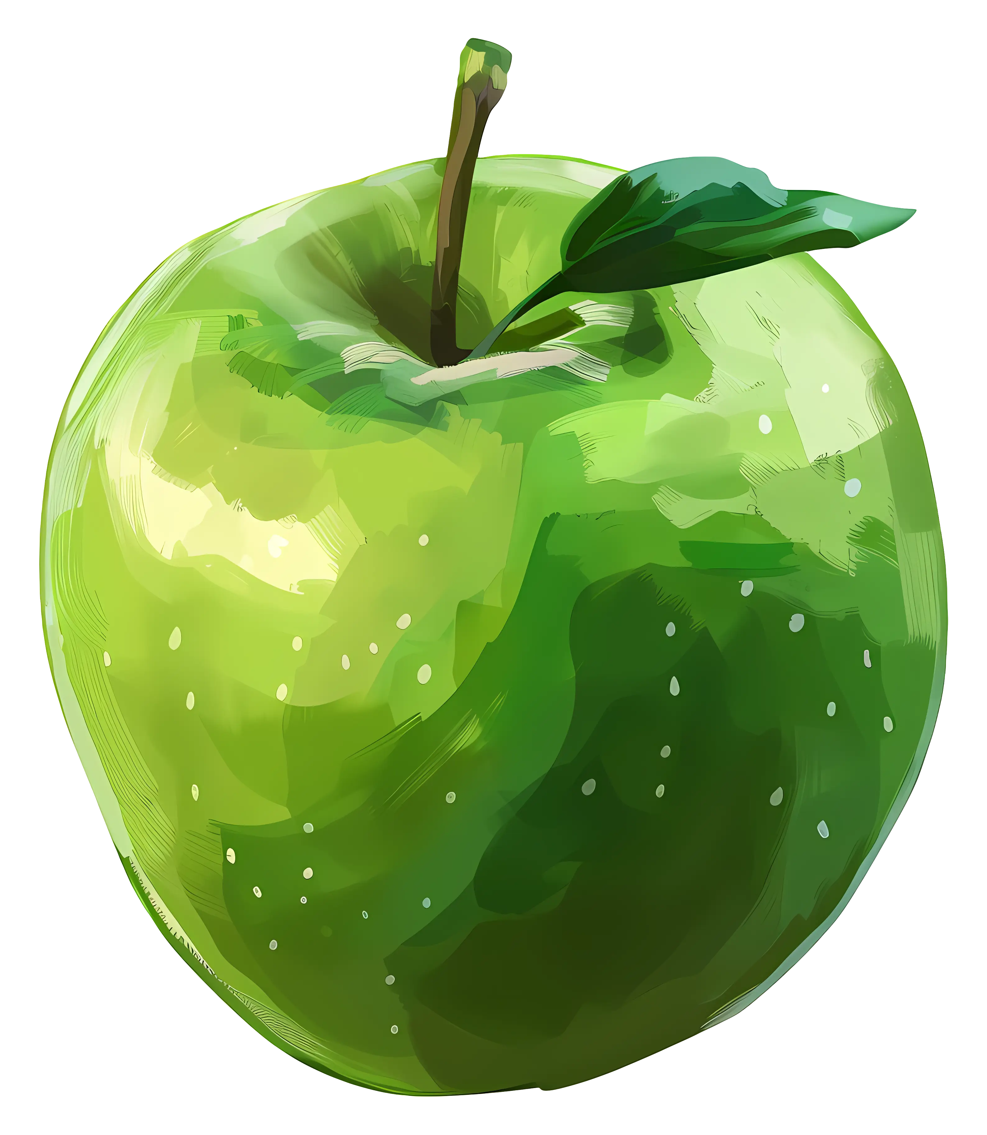Single Green Apple Artistic Illustration