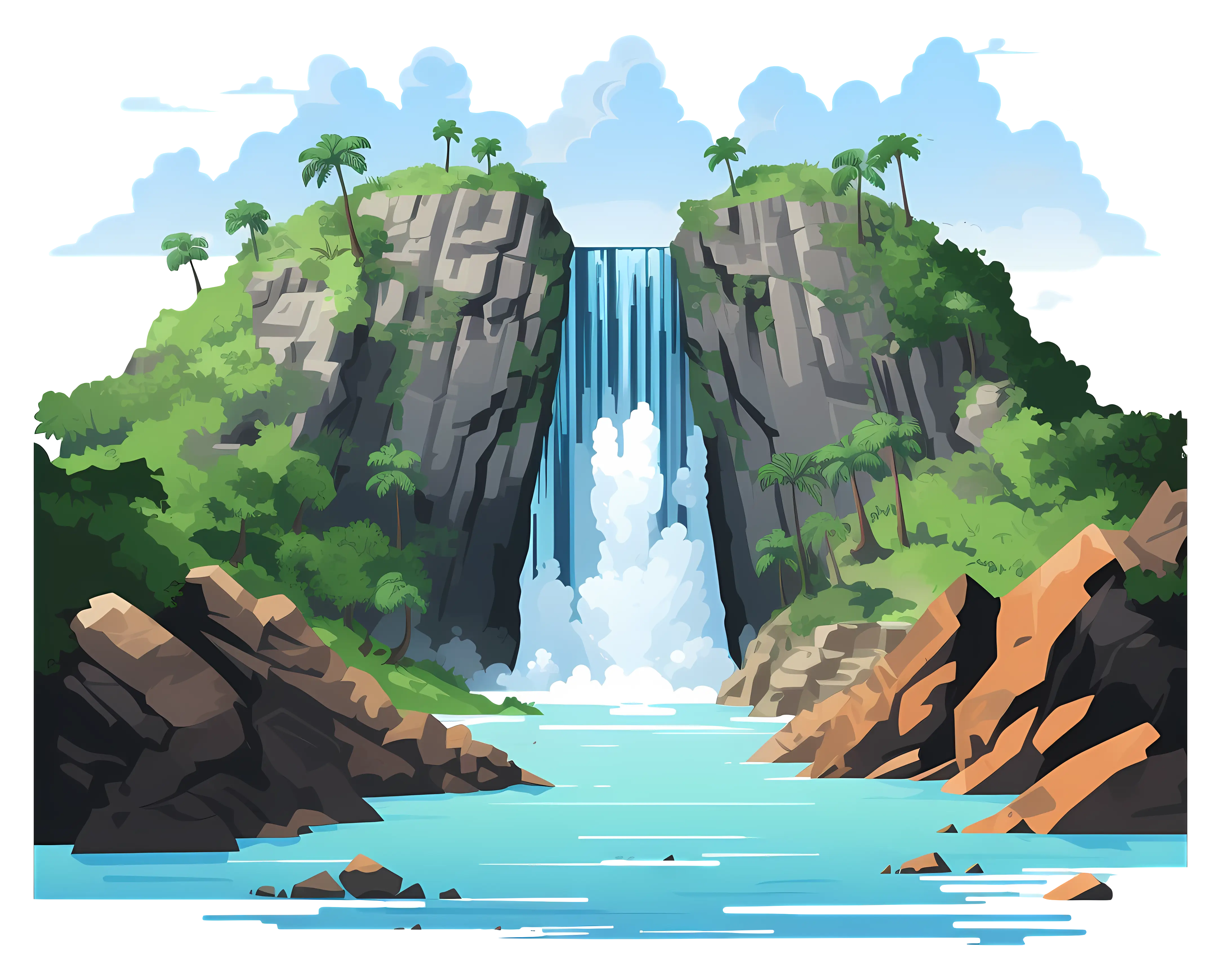 Cliffside Waterfall with Scenic View
