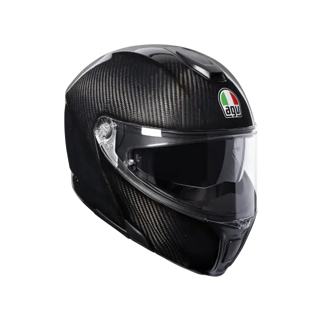 Black Motorcycle Helmet with Carbon Fiber Design