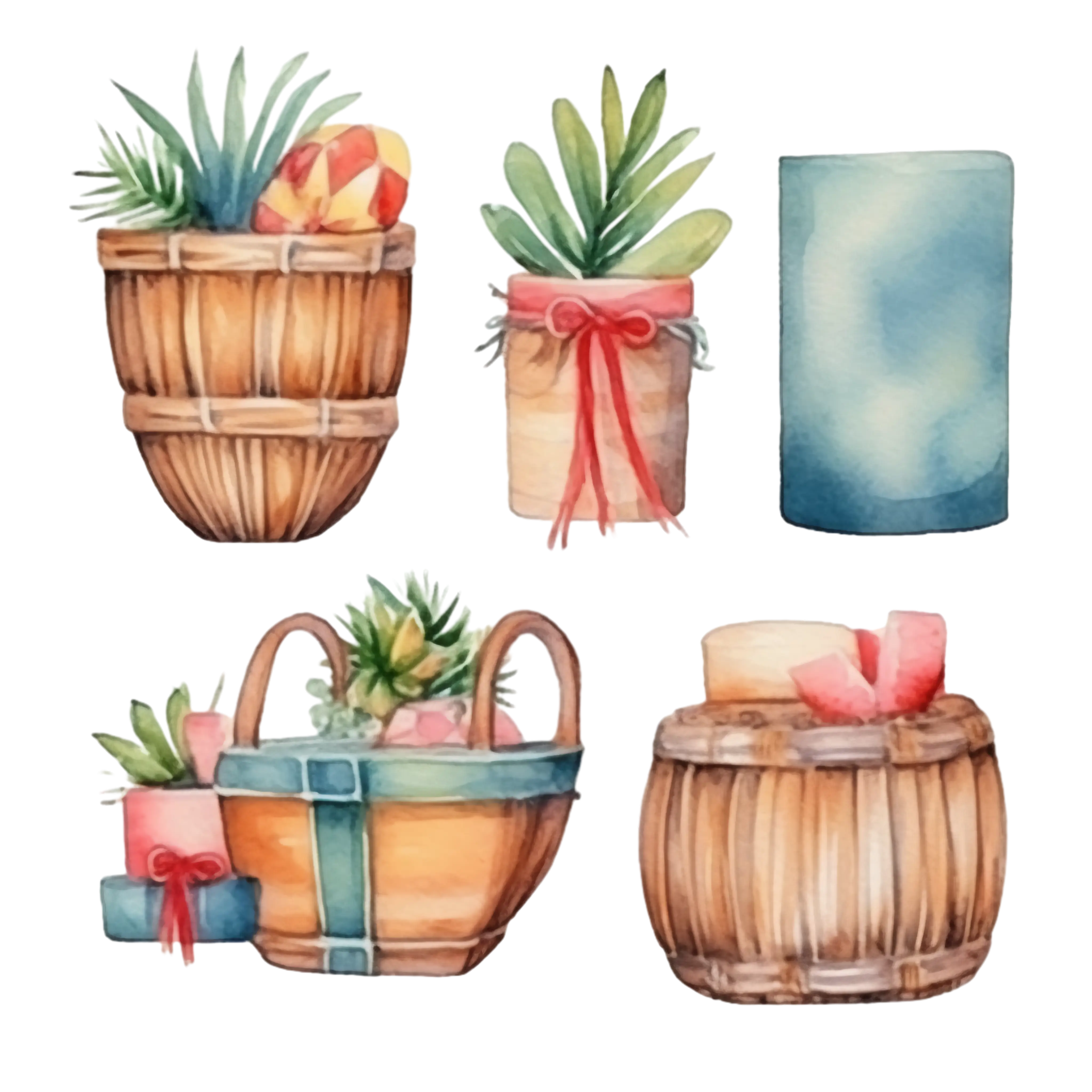 Collection of Wooden Plant Pots
