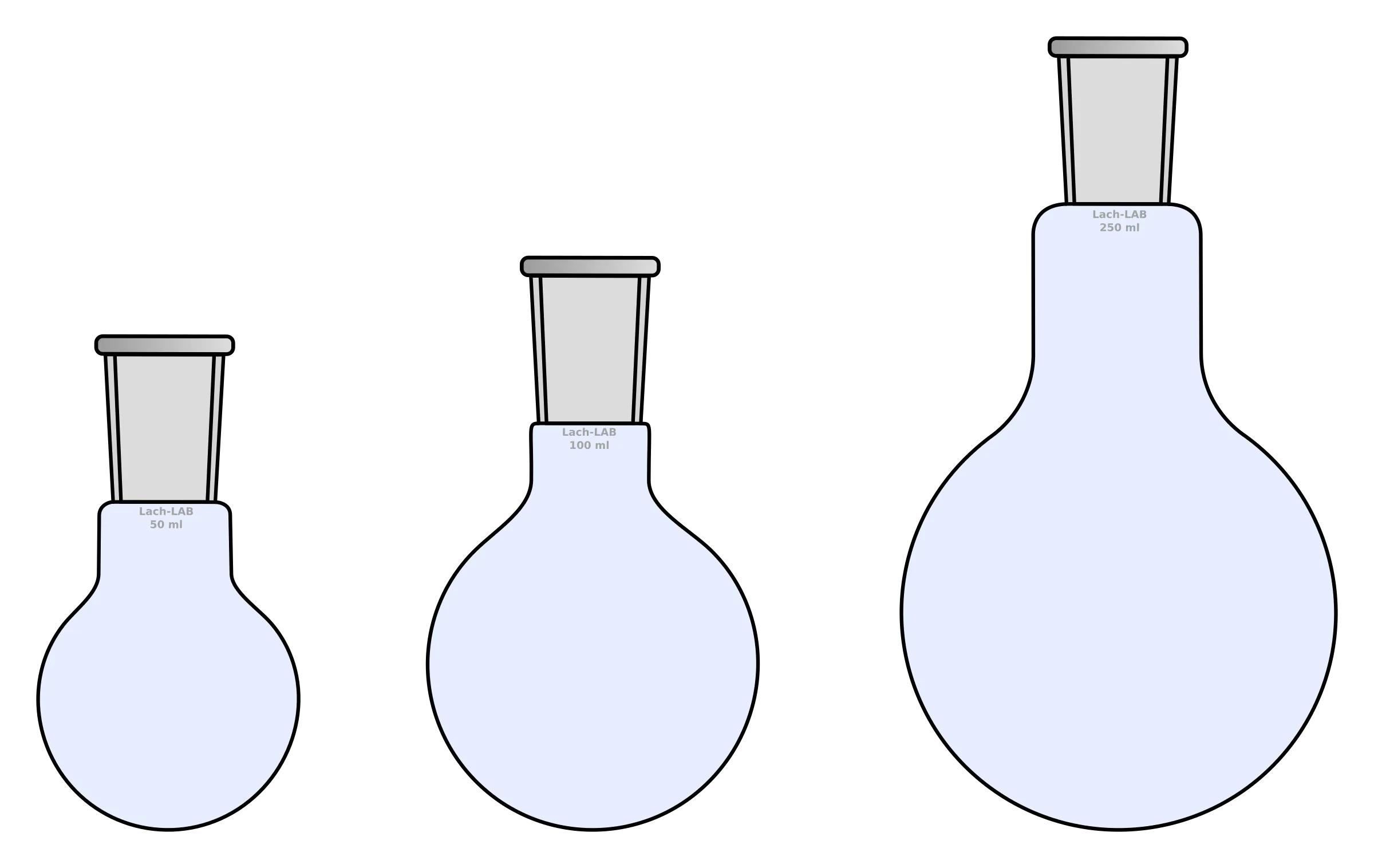 Set of Round Bottom Flasks for Laboratory Use