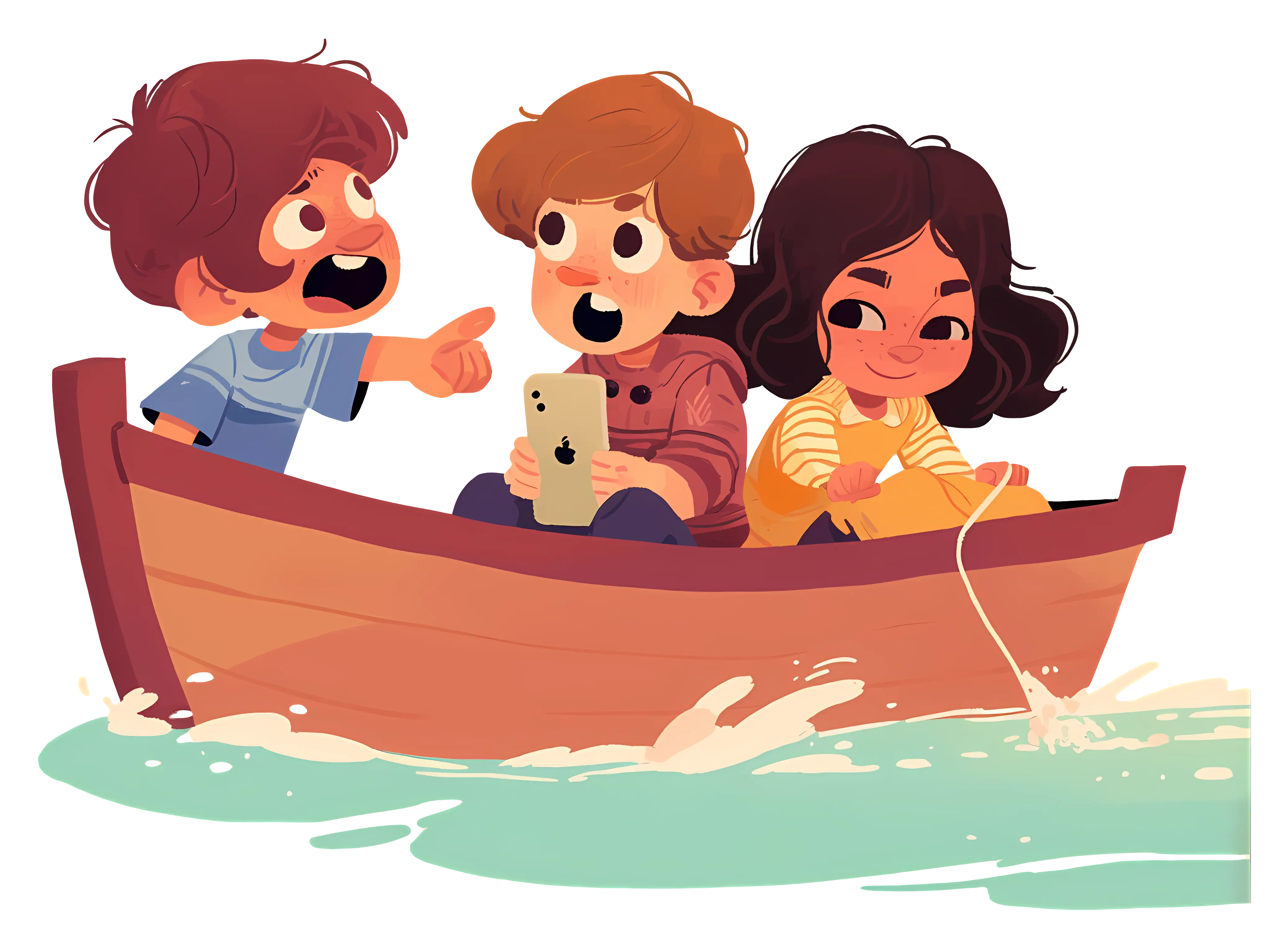 Children Boating Adventure Illustration