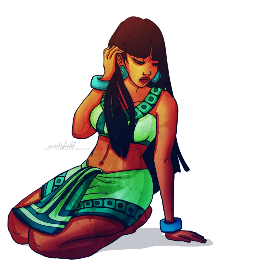 Animated Woman in Green Dress
