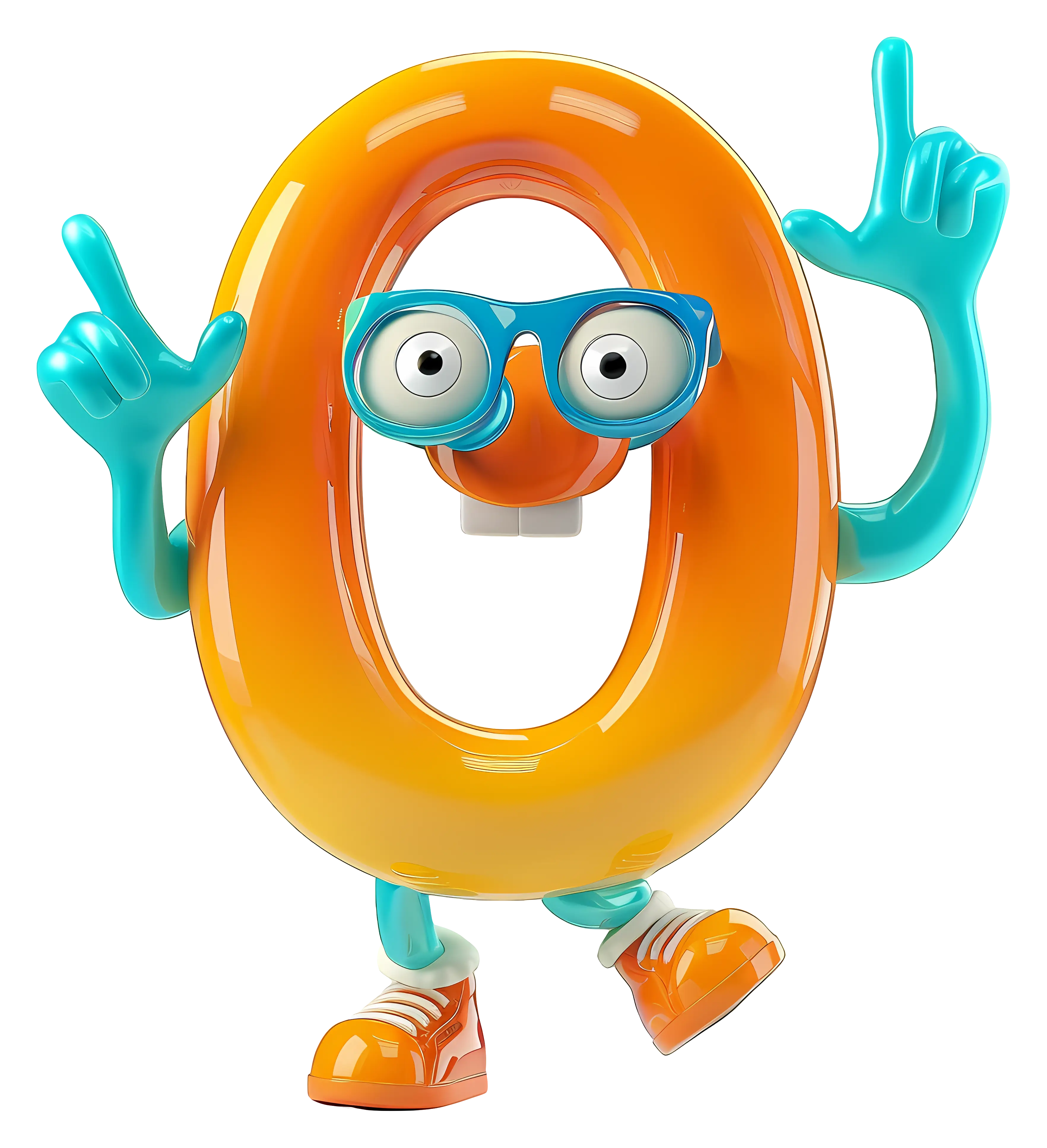 Cartoon Letter O with Glasses