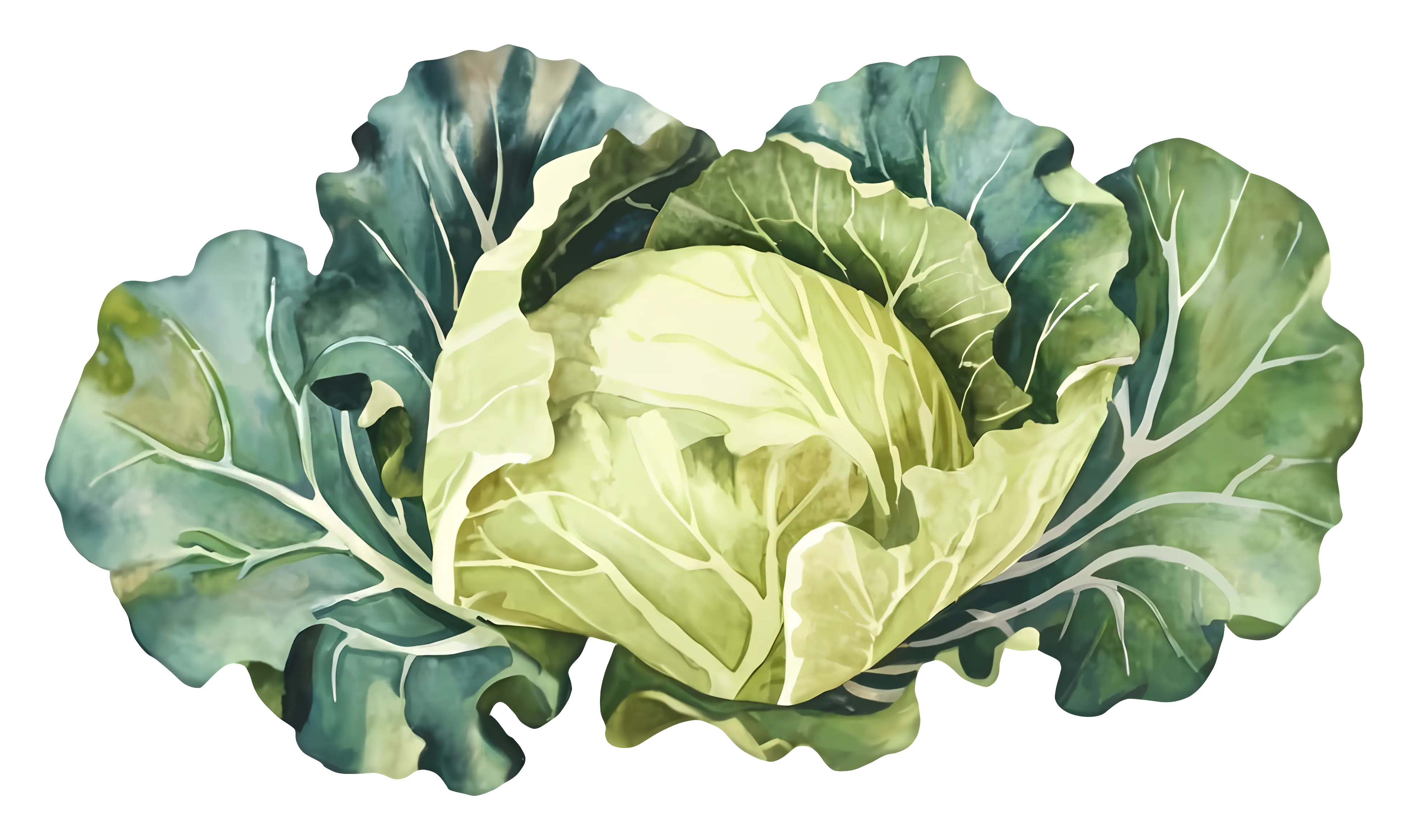 Watercolor Cabbage Illustration
