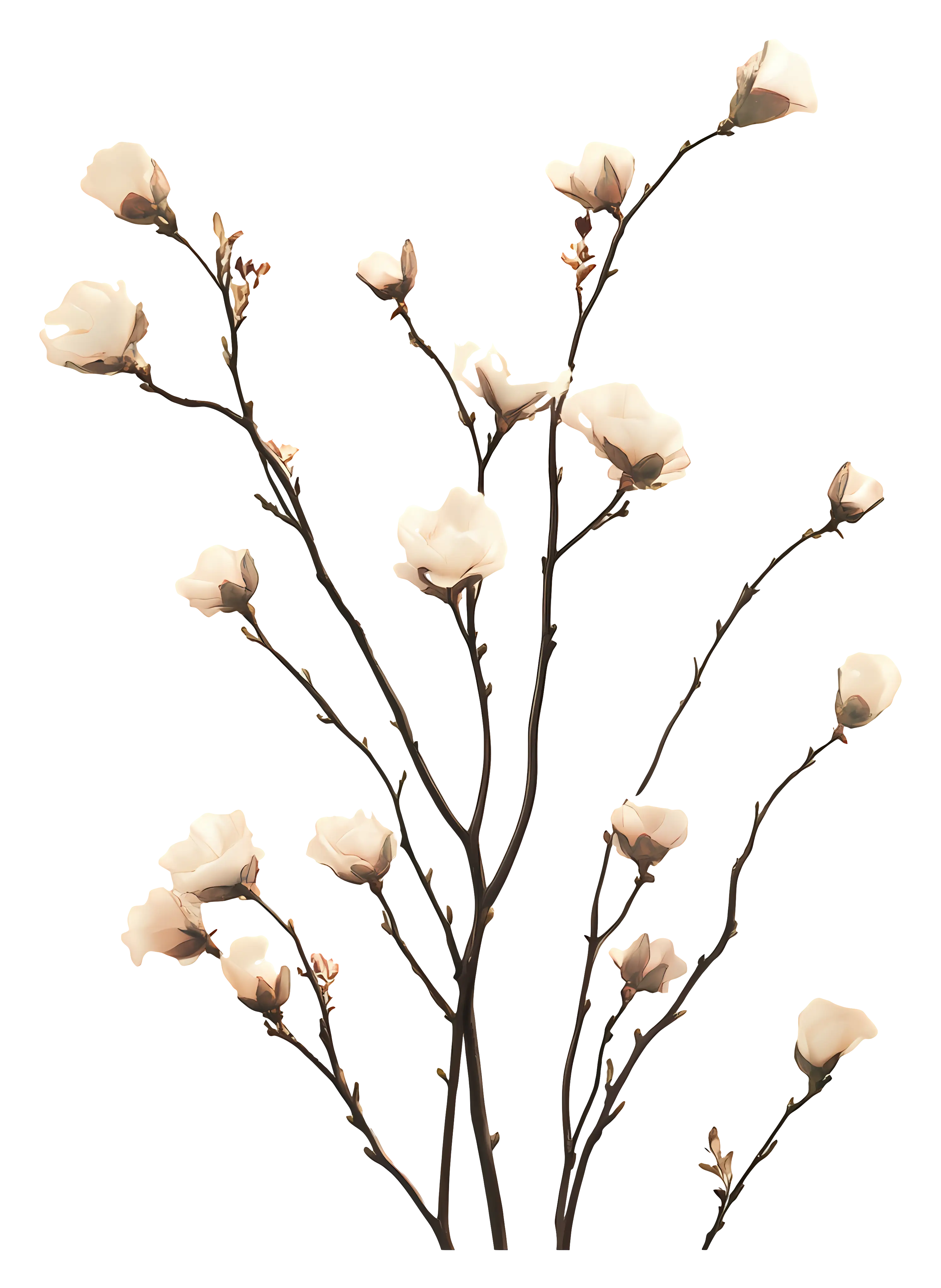 Magnolia Branches with Cream Flowers