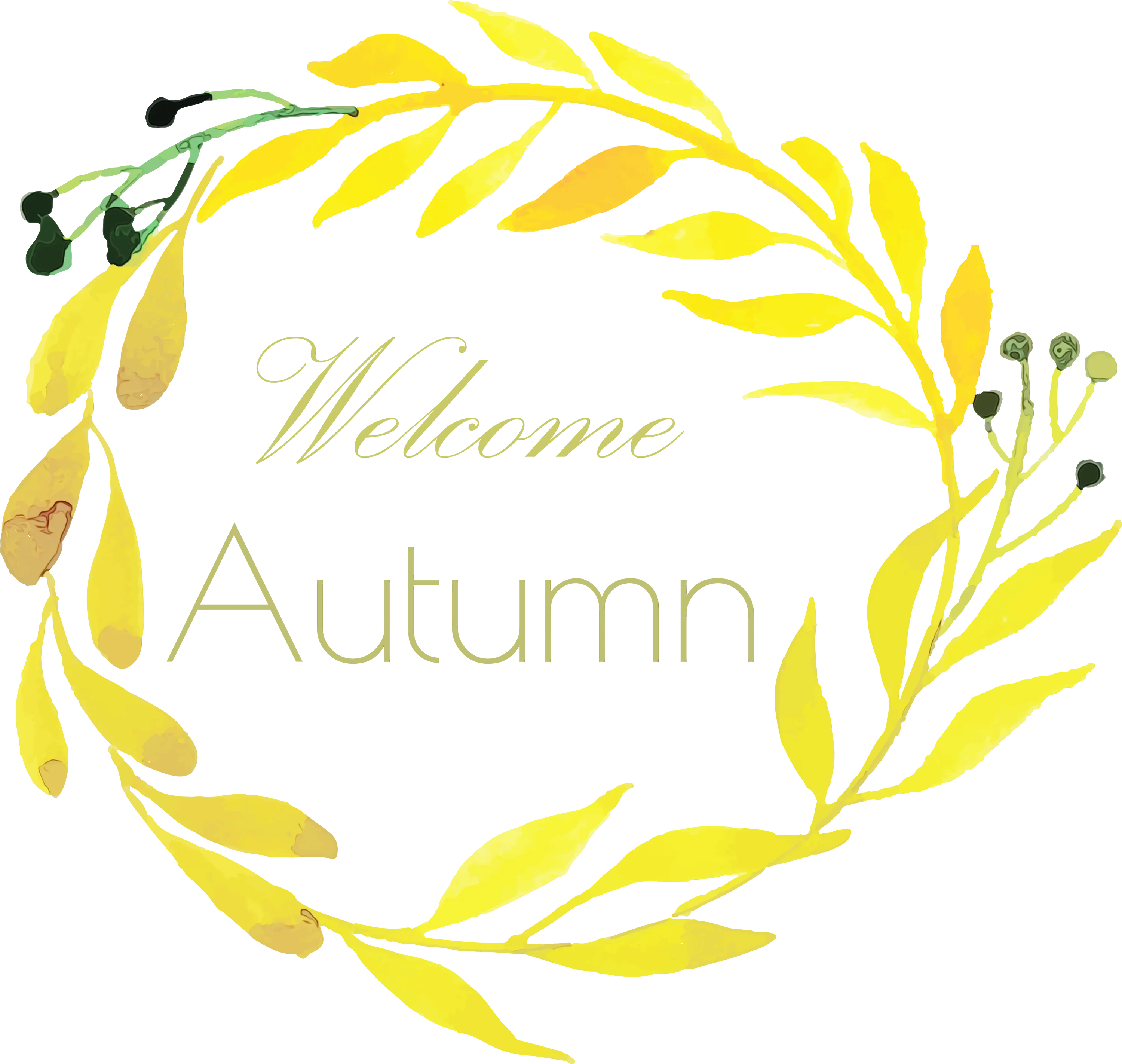 Yellow Autumn Wreath Illustration