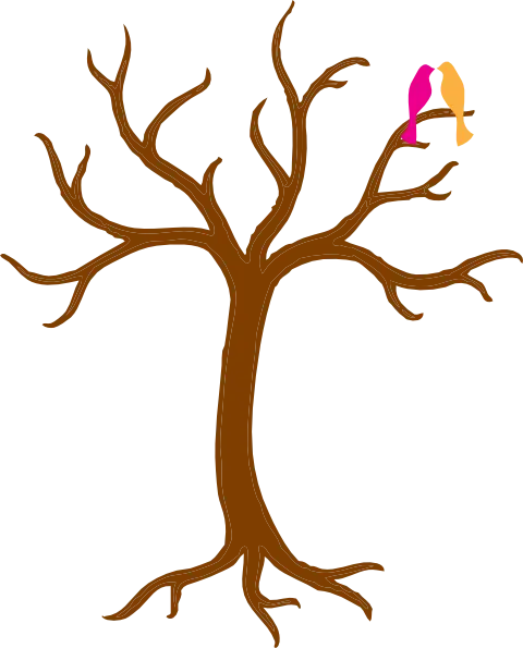 Illustration of a Bare Tree with Birds