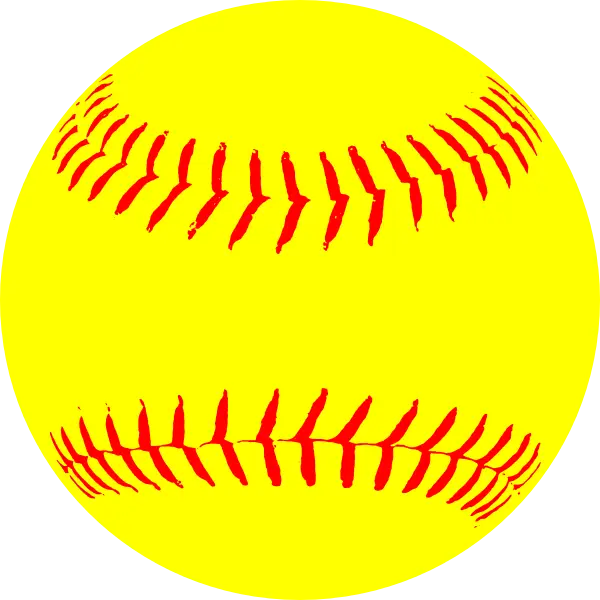 Yellow Softball with Red Stitching