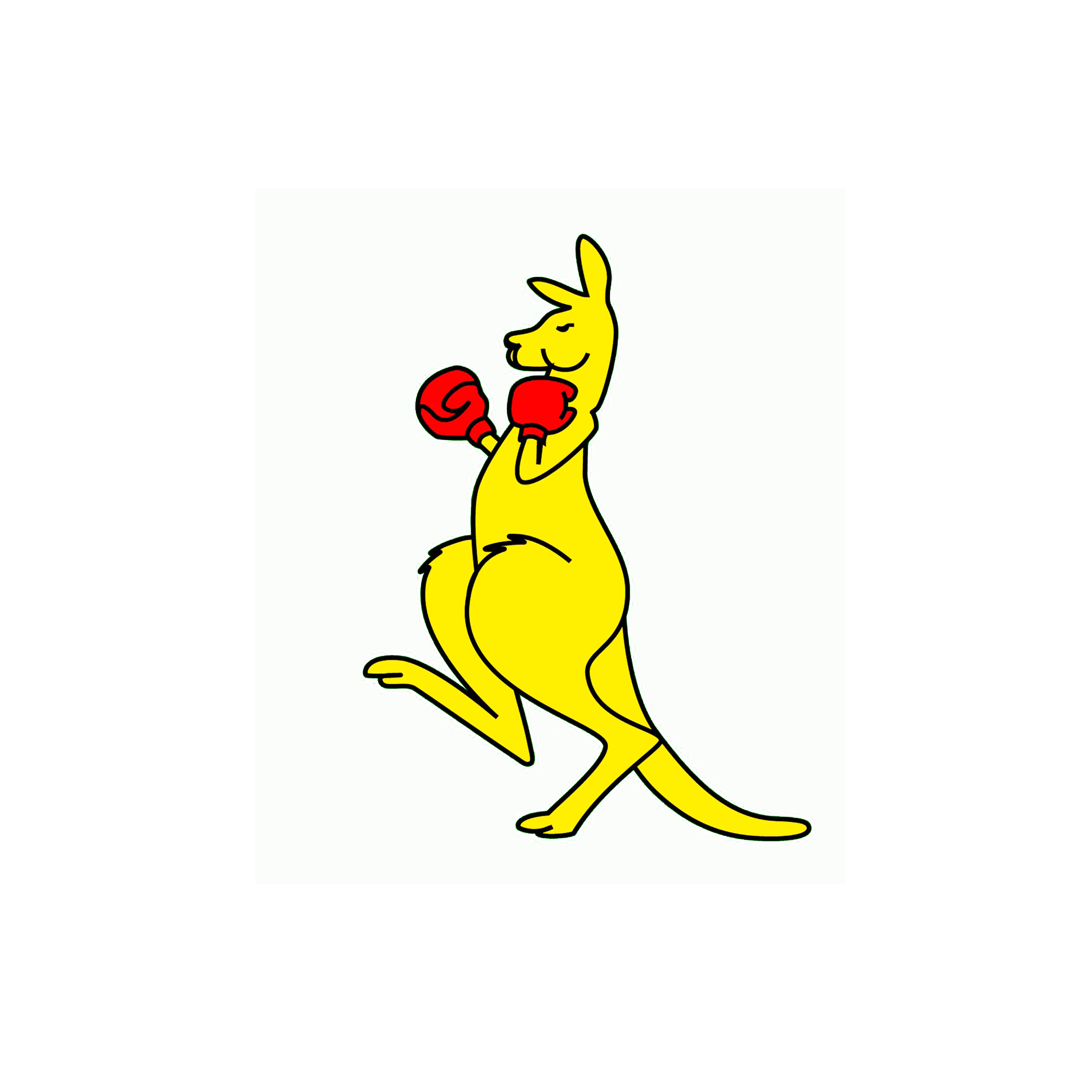 Yellow Boxing Kangaroo Cartoon
