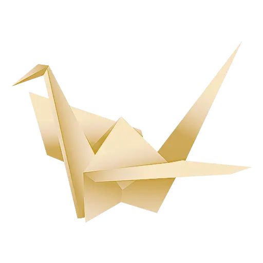 Golden Origami Crane Paper Artwork
