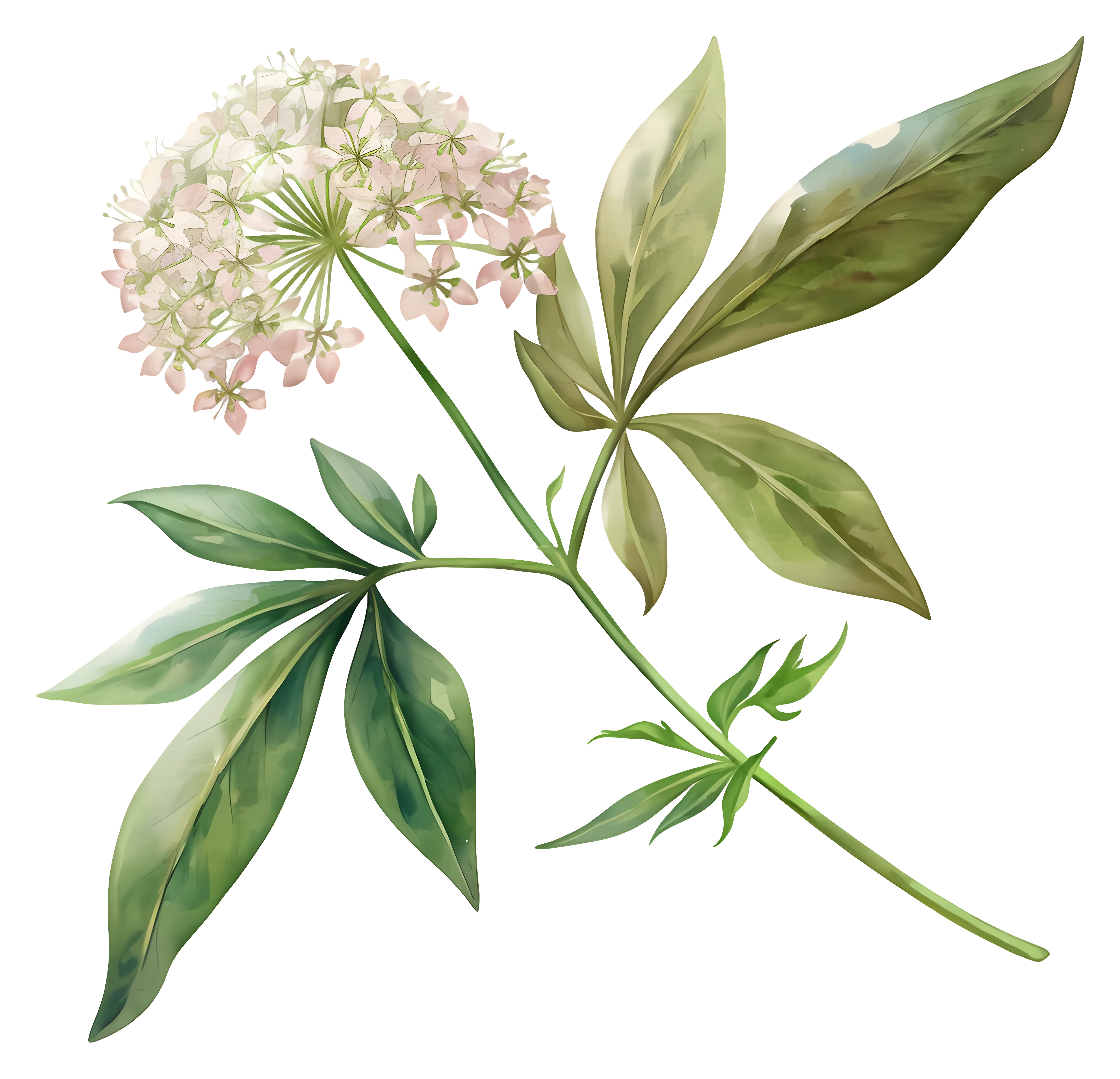 Botanical Illustration with Leaves