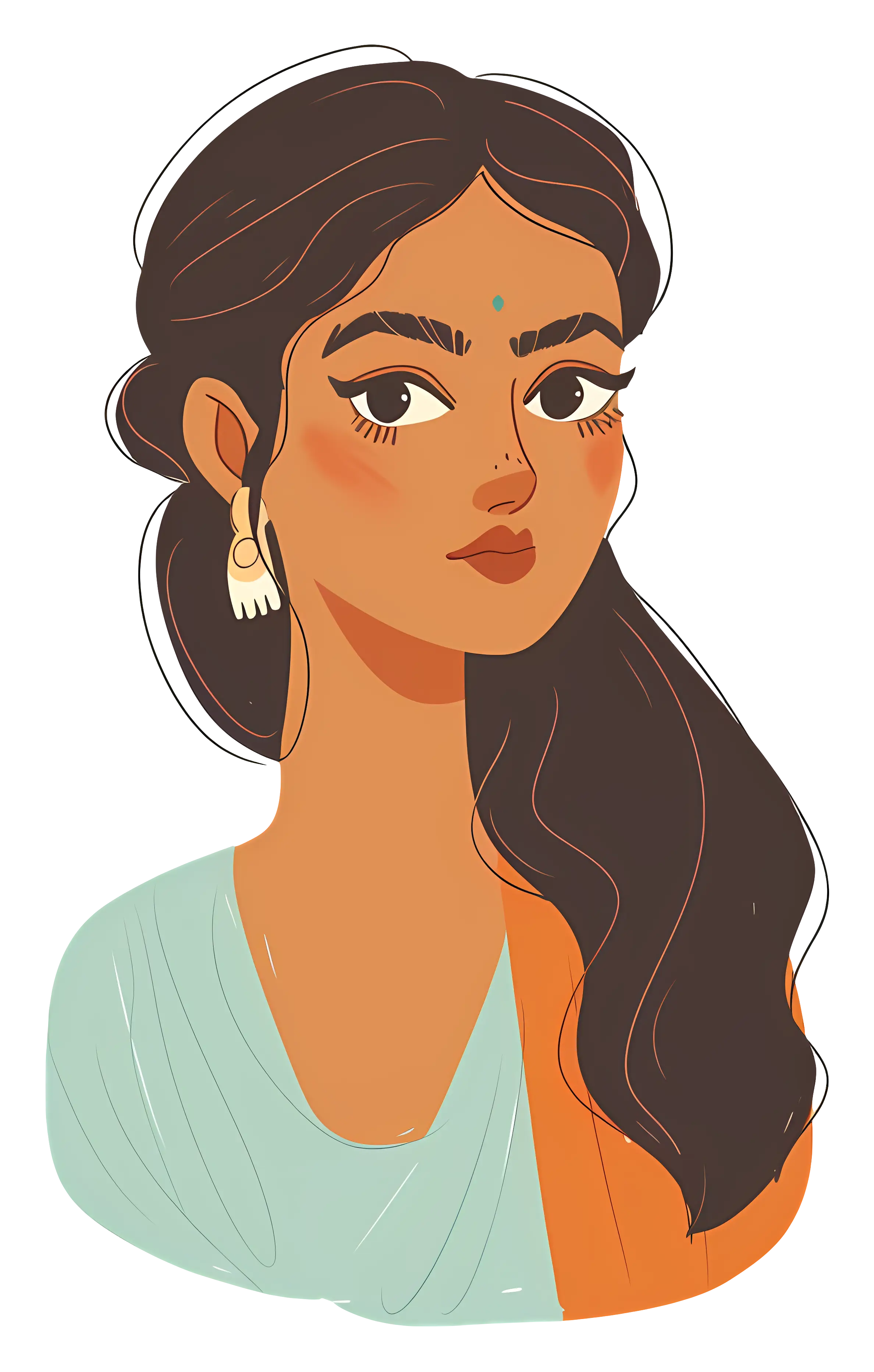 Traditional Woman Portrait Illustration