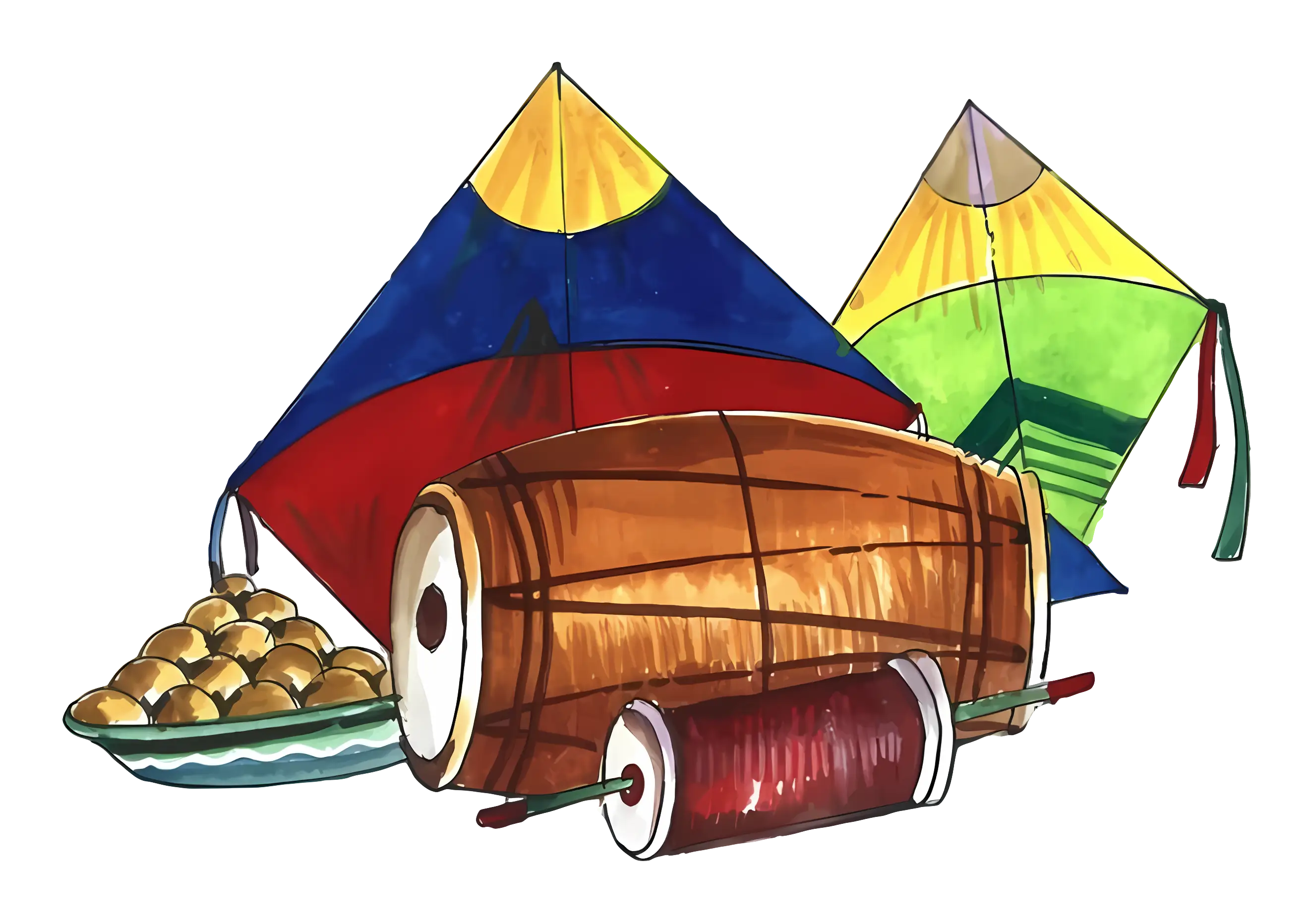 Festival Kites with Drum and Sweets