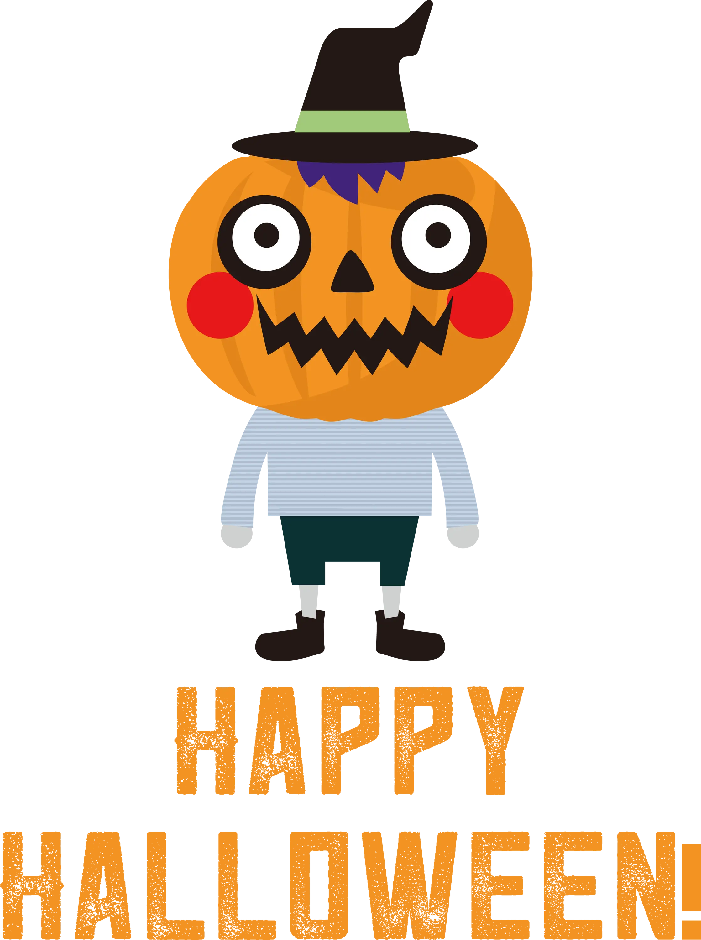 Pumpkin-Headed Character with Happy Halloween Text