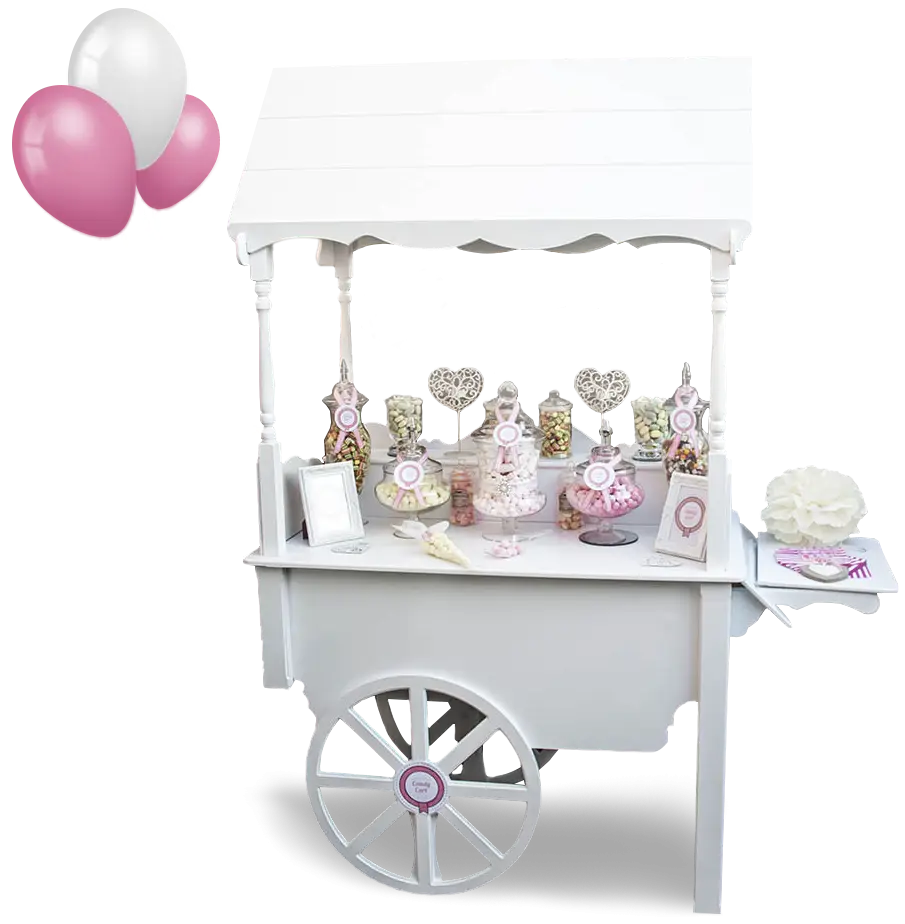 White Candy Cart with Balloons
