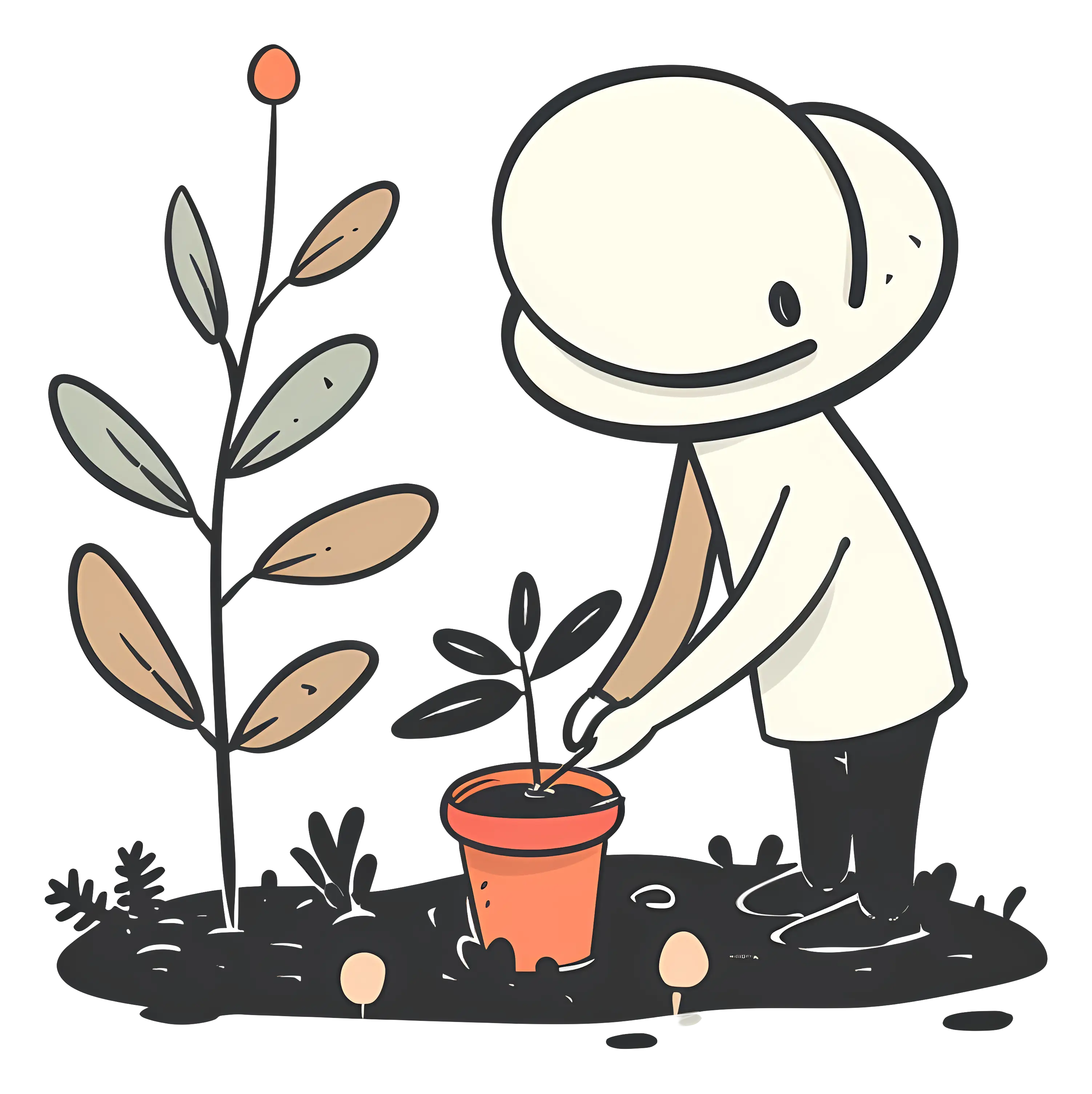 Gardener Planting in a Pot
