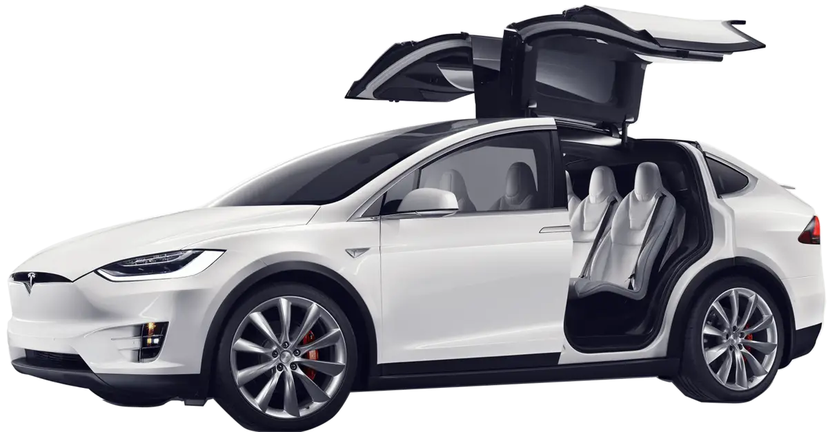 Luxury White Electric Car with Gullwing Doors