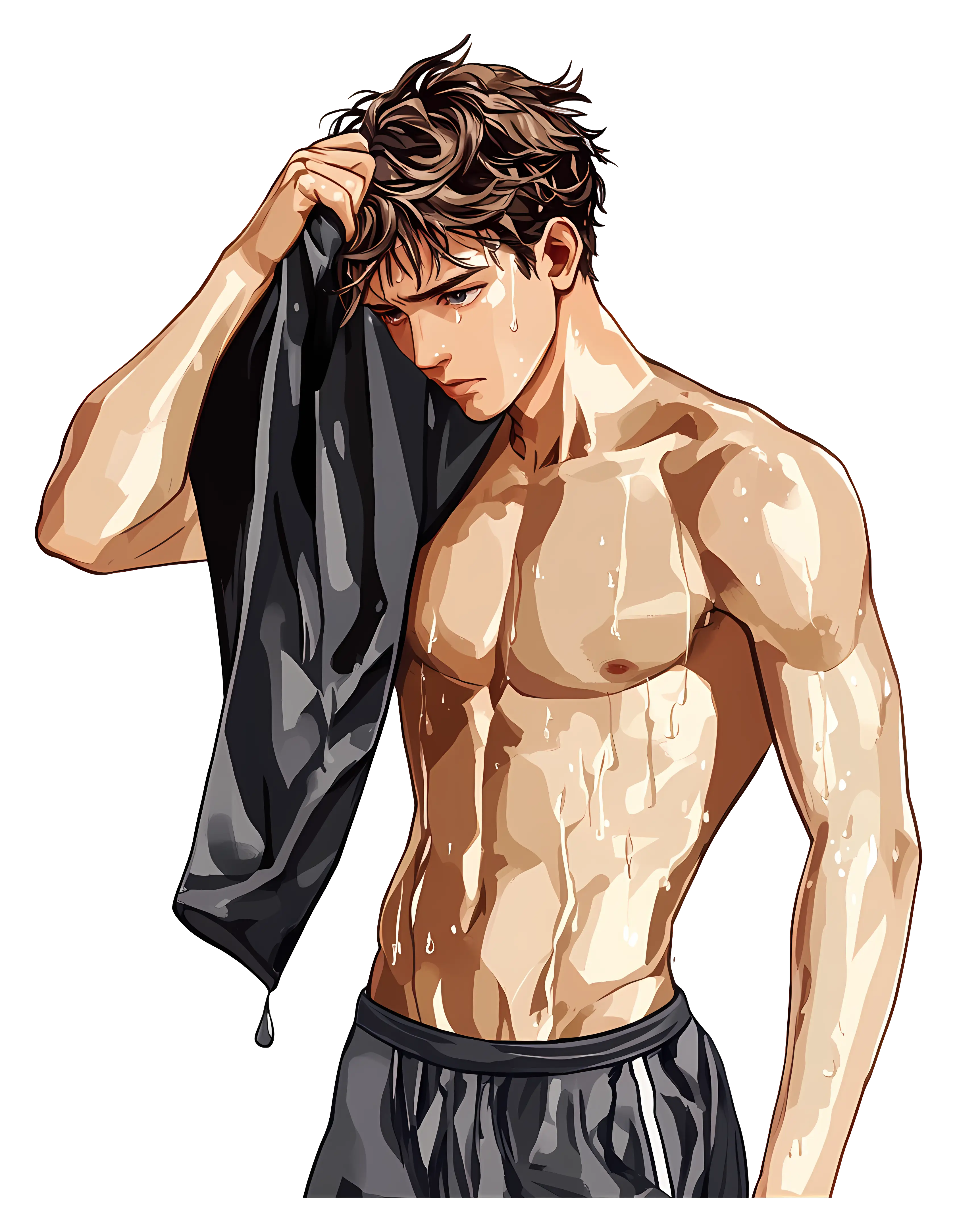 Shirtless Man with Towel